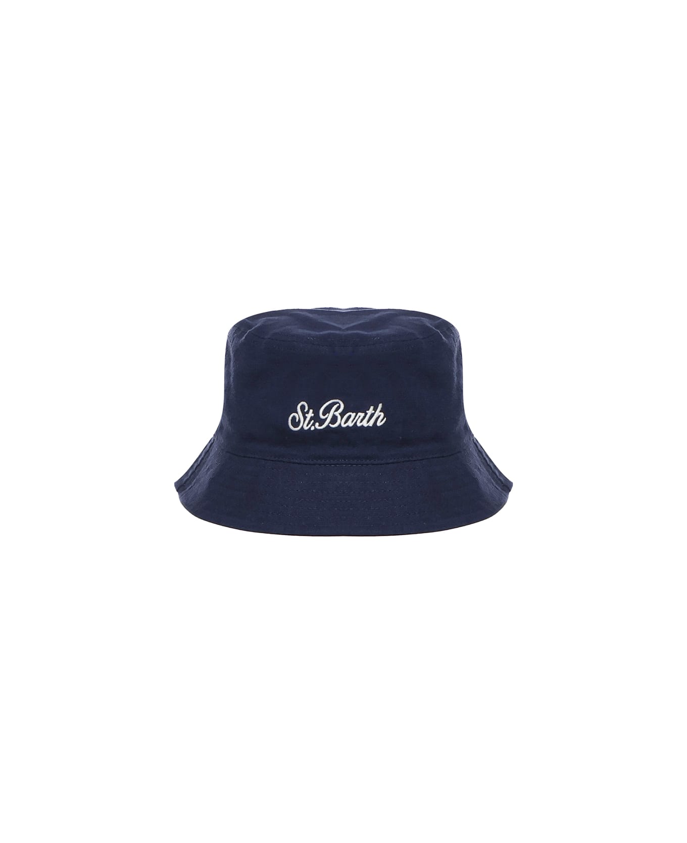 MC2 Saint Barth Bucket Hat In Linen And Cotton Blend - Blue