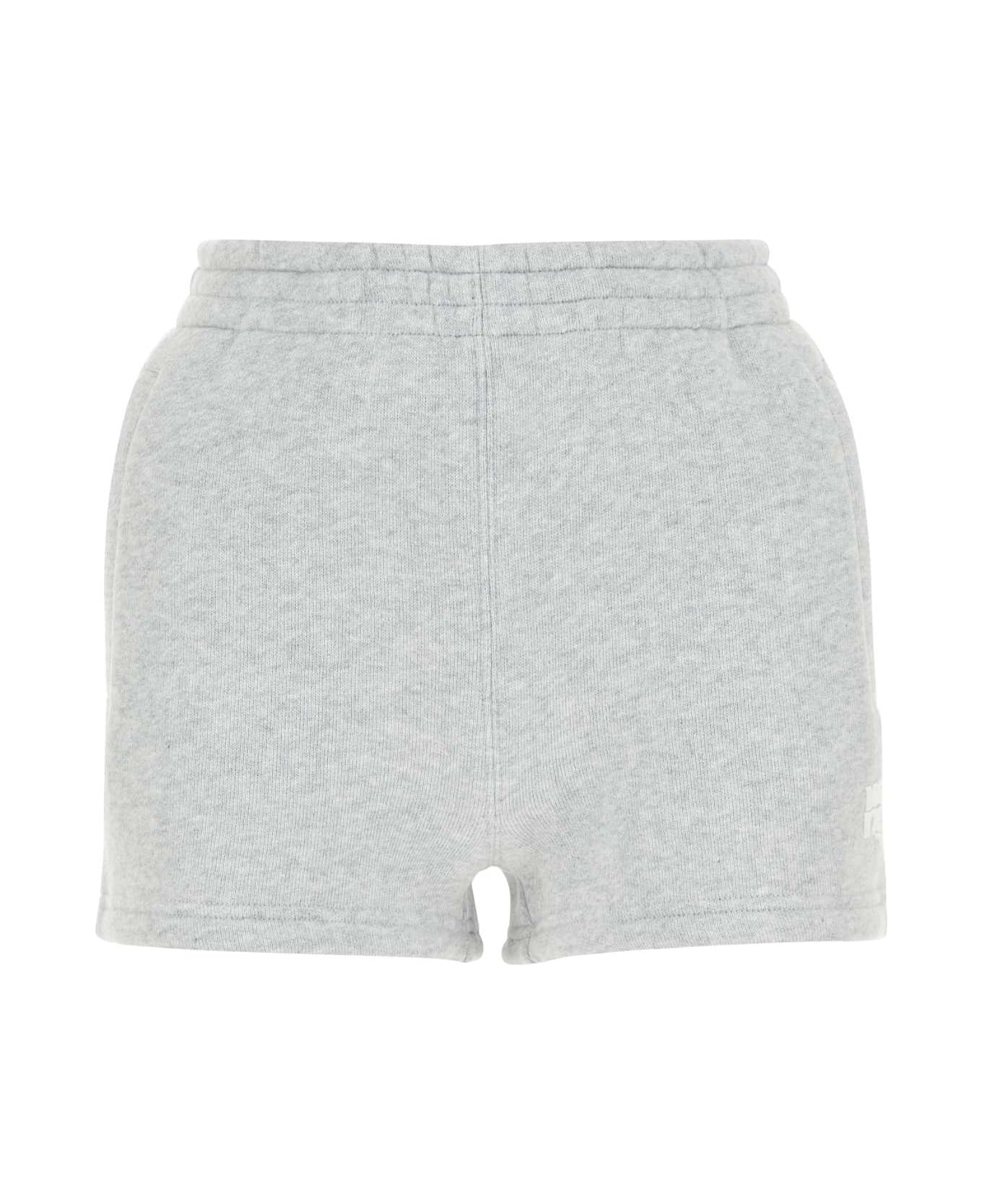 T by Alexander Wang Melange Grey Cotton Blend Shorts - 050