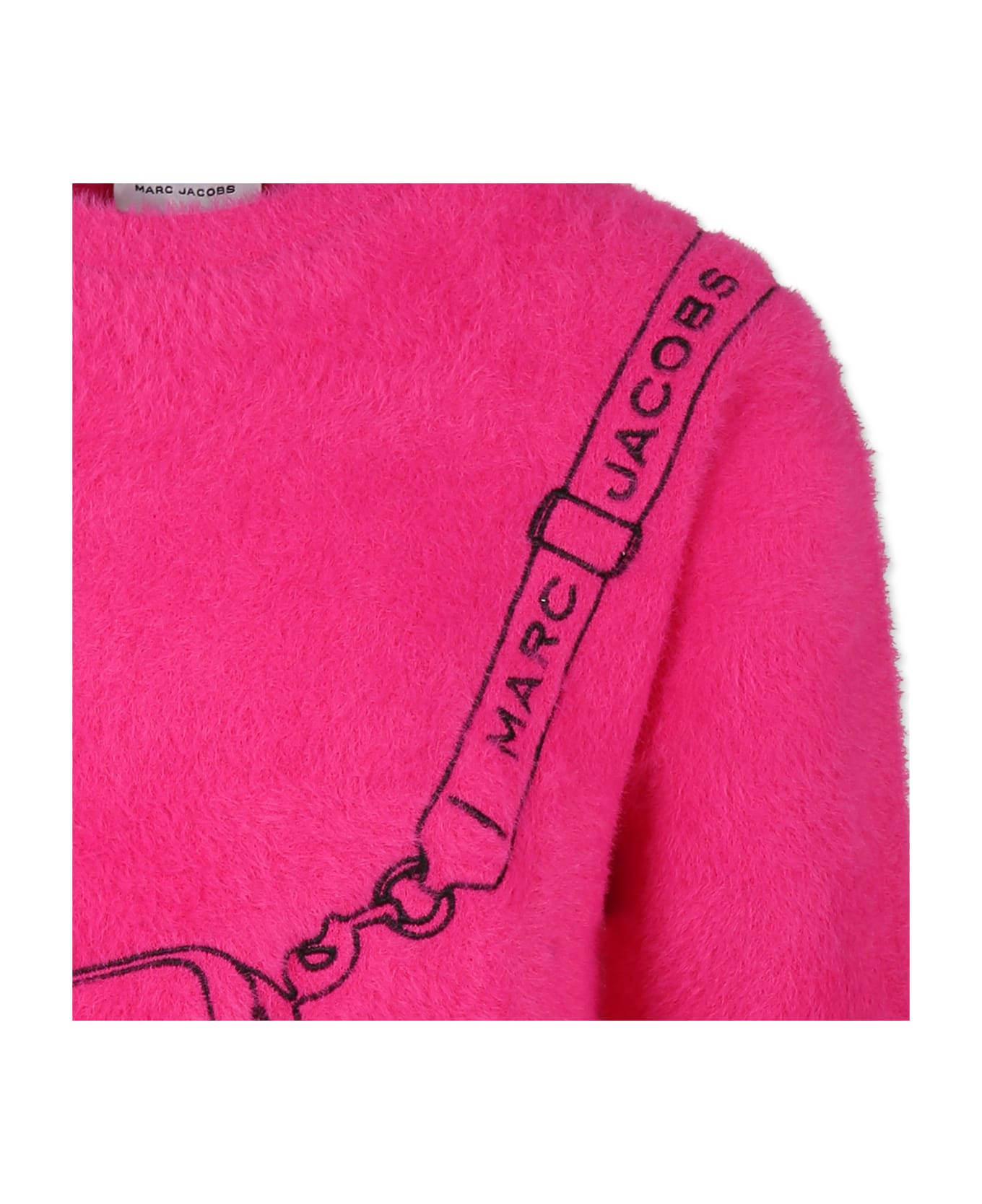 Little Marc Jacobs Fuchsia Dress For Girl With Logo - Fuchsia