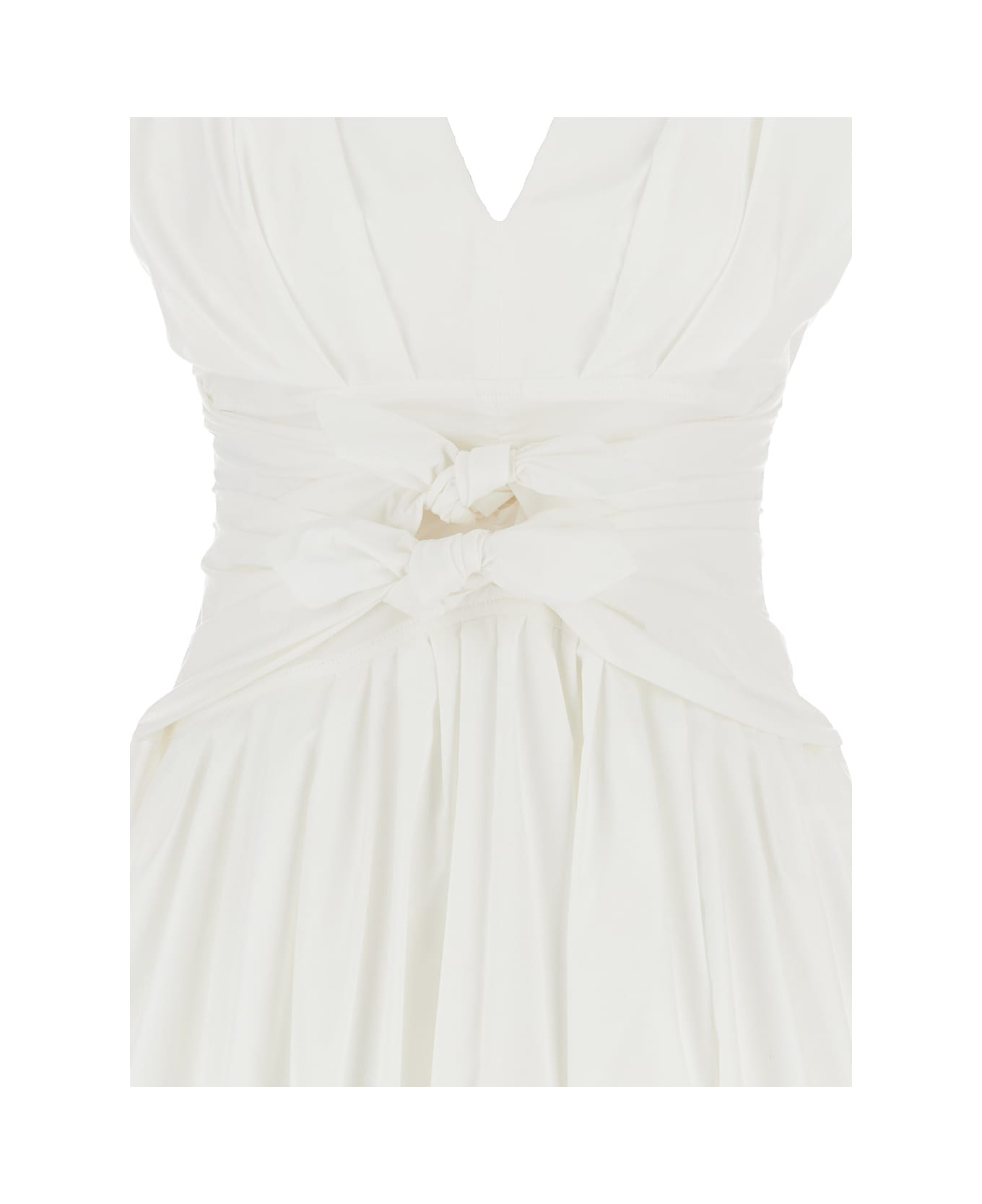 Philosophy di Lorenzo Serafini White Short Dress Waist Bow In Technical Fabric Woman - White