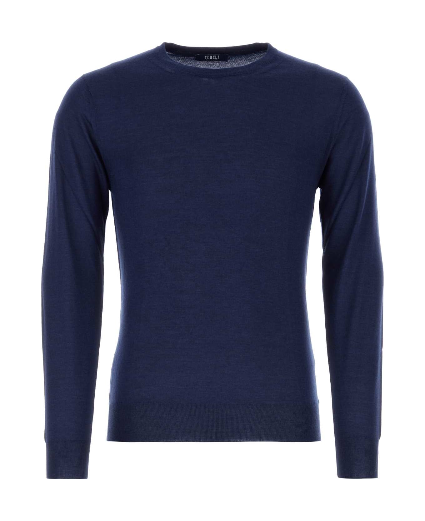 Fedeli Blue Cashmere Blend Sweater - BLUAPERTO