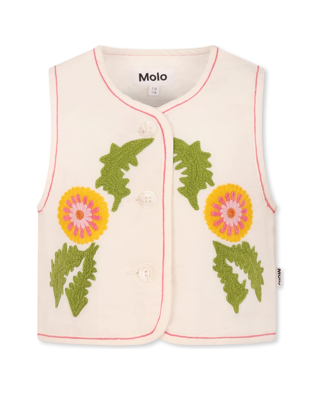 Molo Ivory Vest For Girl With Flowers - Ivory