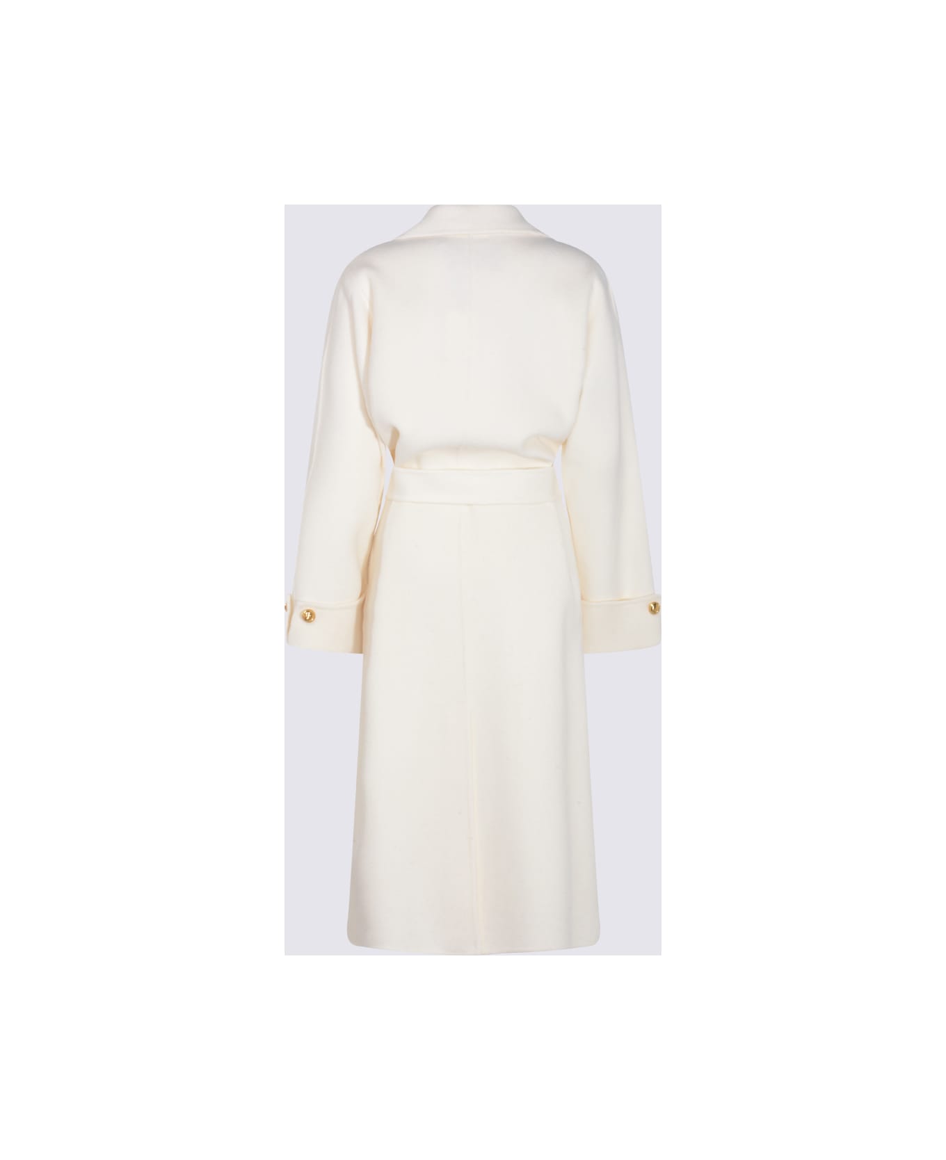 Elisabetta Franchi White Wool Coat - MILK