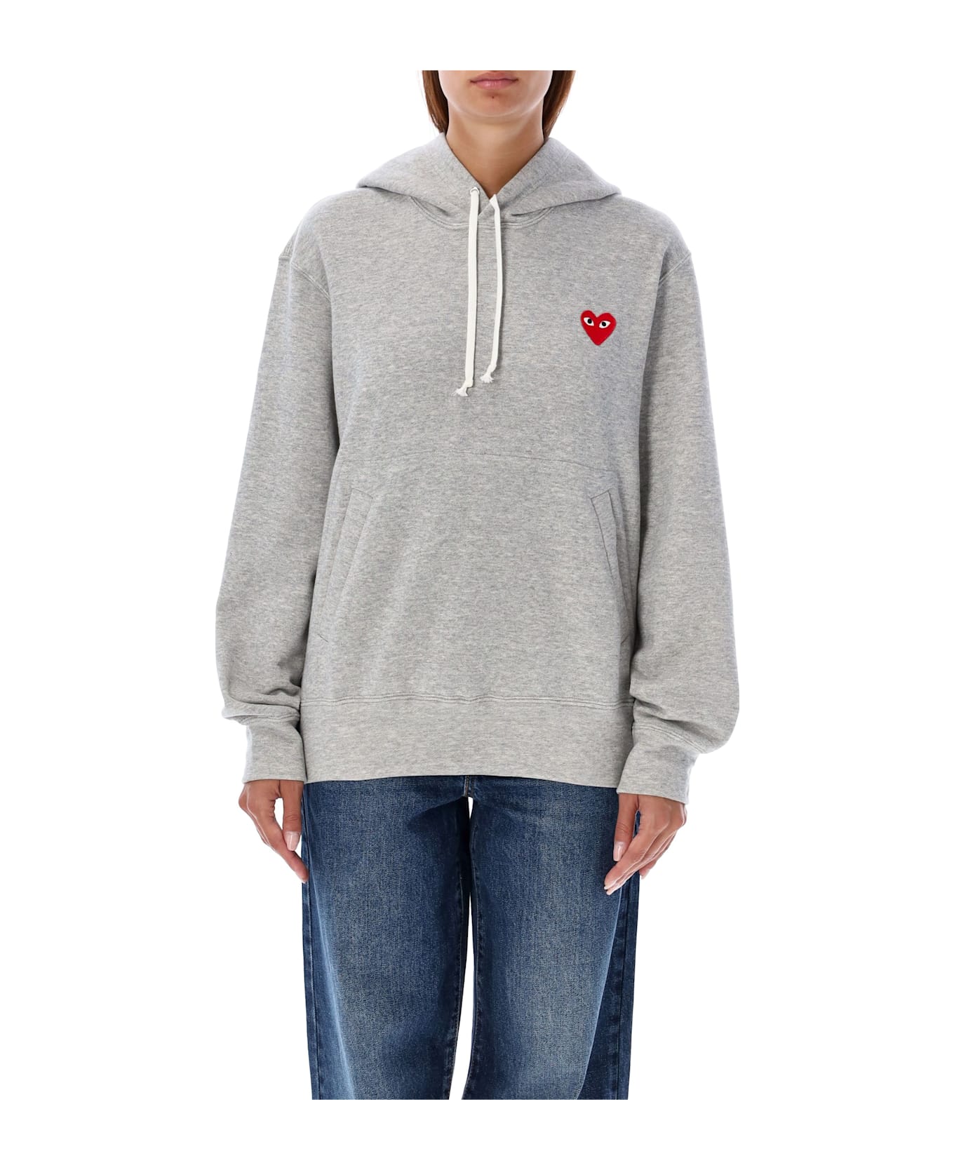 Comme des Garçons Play Red Heart Patch Hoodie - GREY