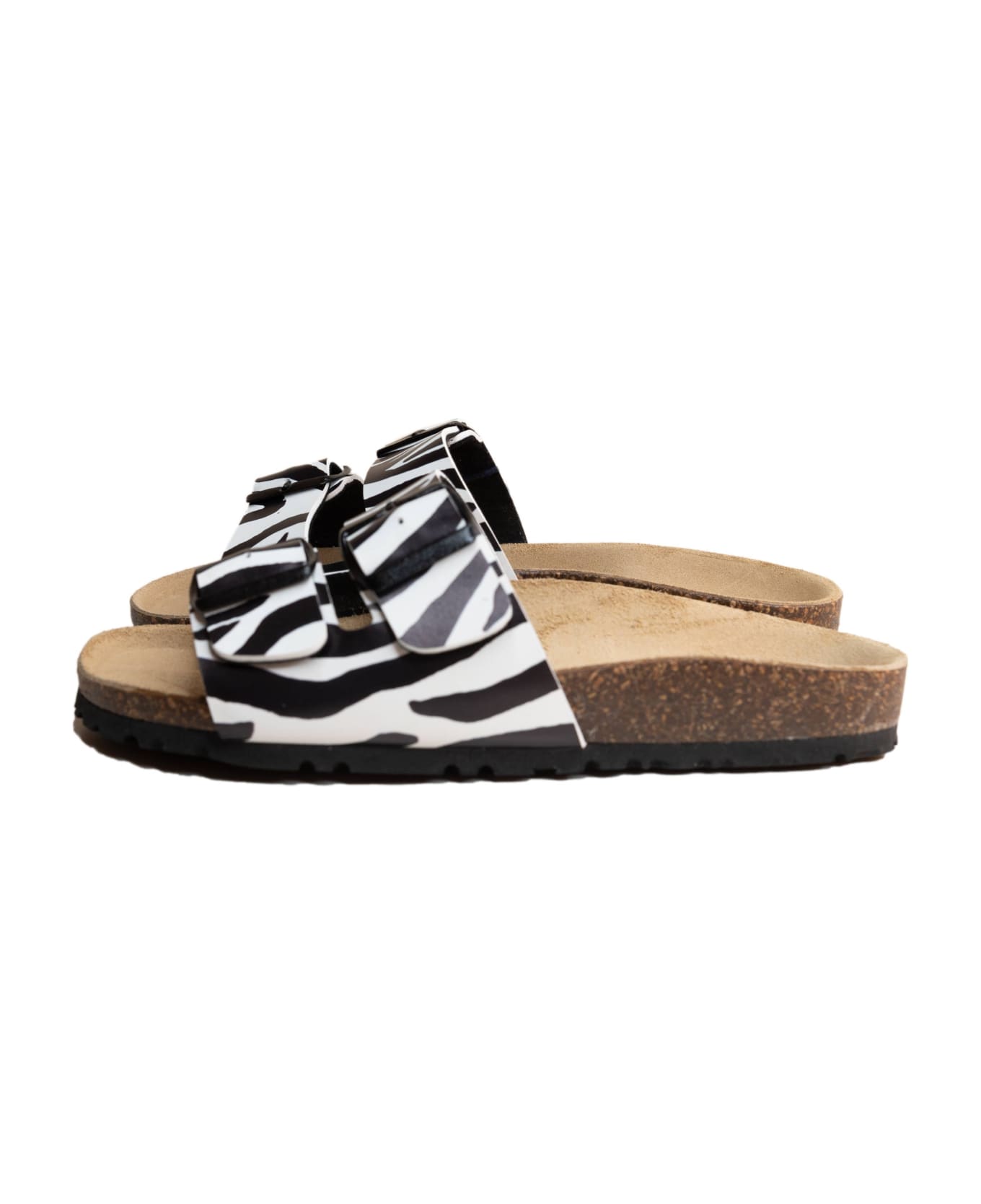 MC2 Saint Barth Cork Sandals Zebra Print - BLACK