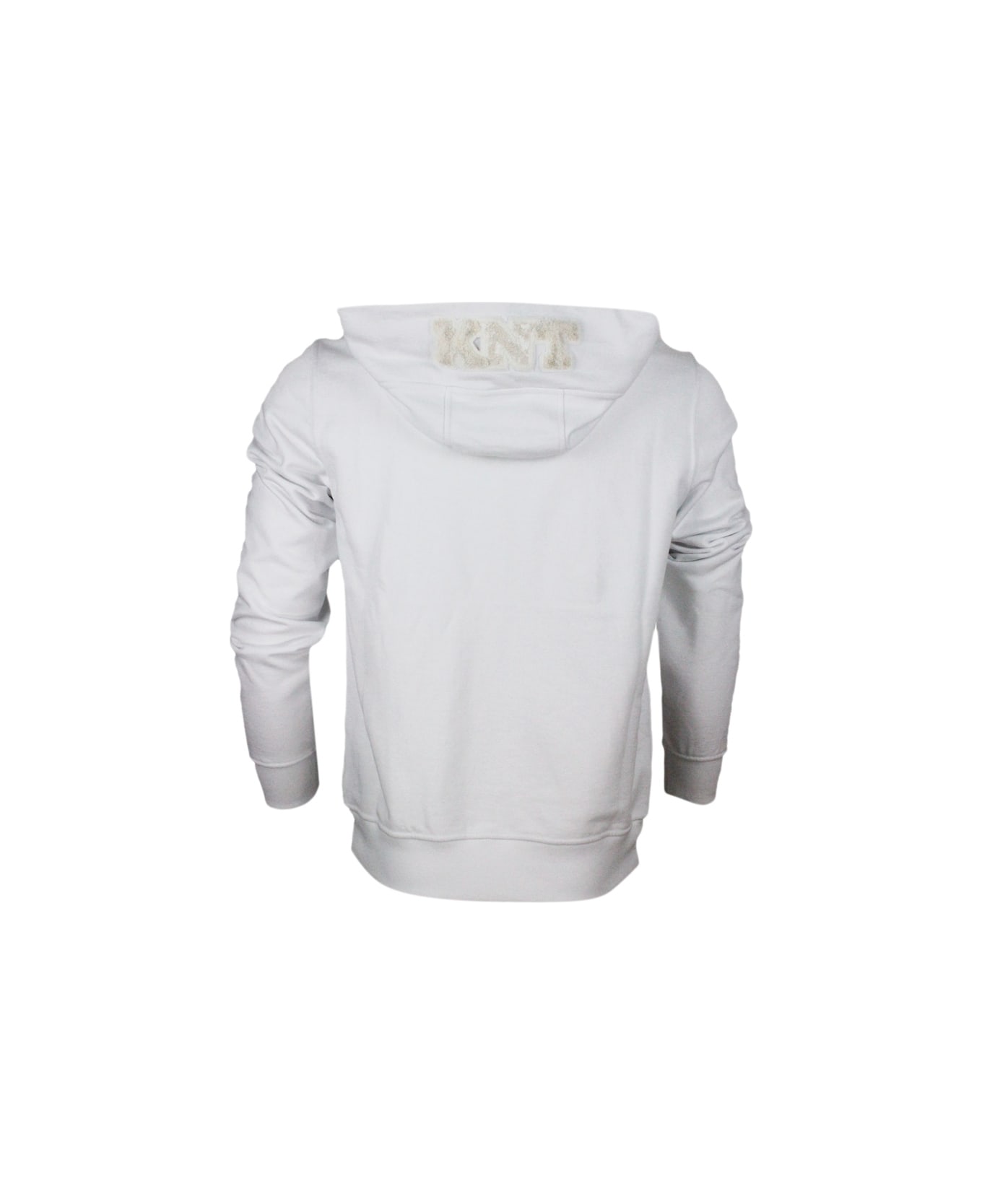 Kiton Crew Neck Sweatshirt With Long Sleeve Hood - White