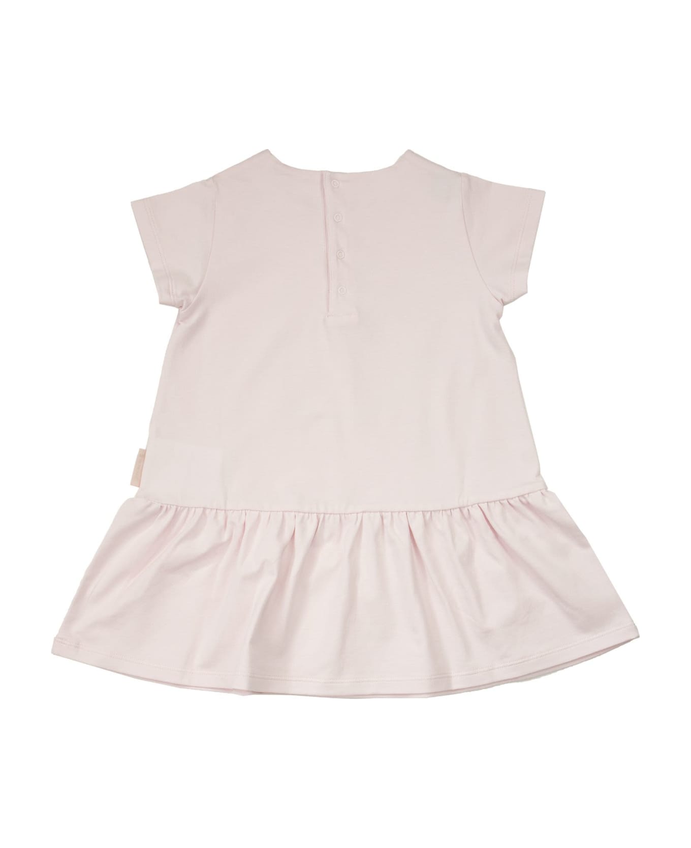 Moncler Dress With Logo And Ruffles - Rosa