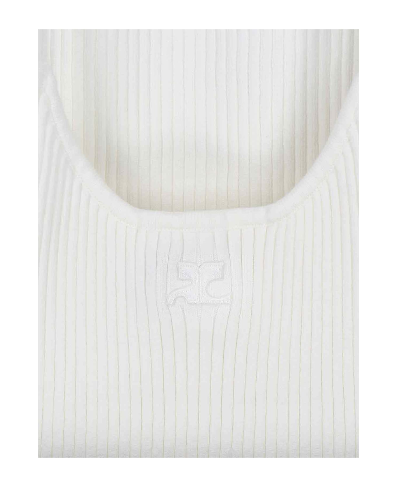 Courrèges Ribbed Logo Top - red