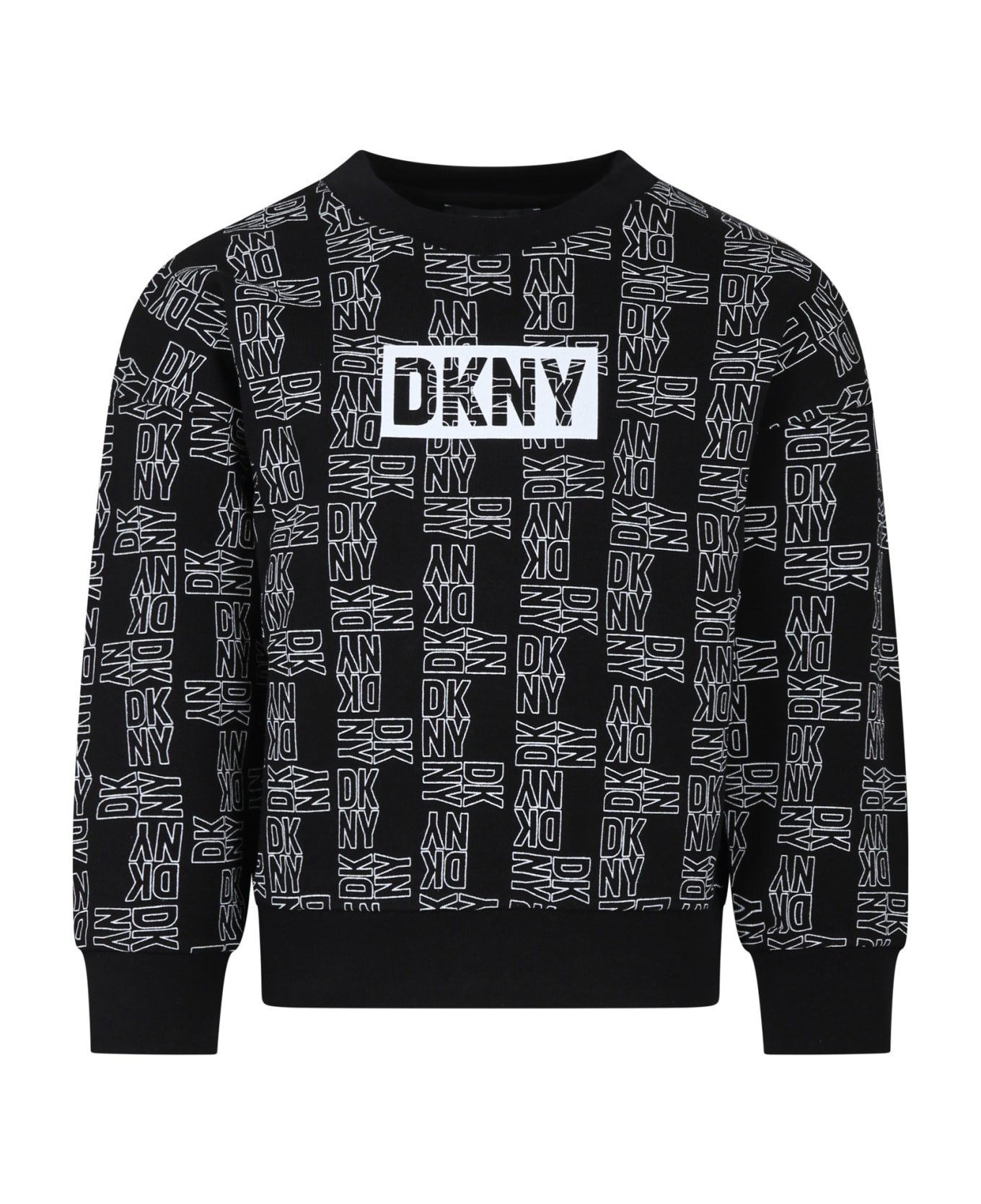 DKNY Black Sweatshirt For Kids With Logo - Black