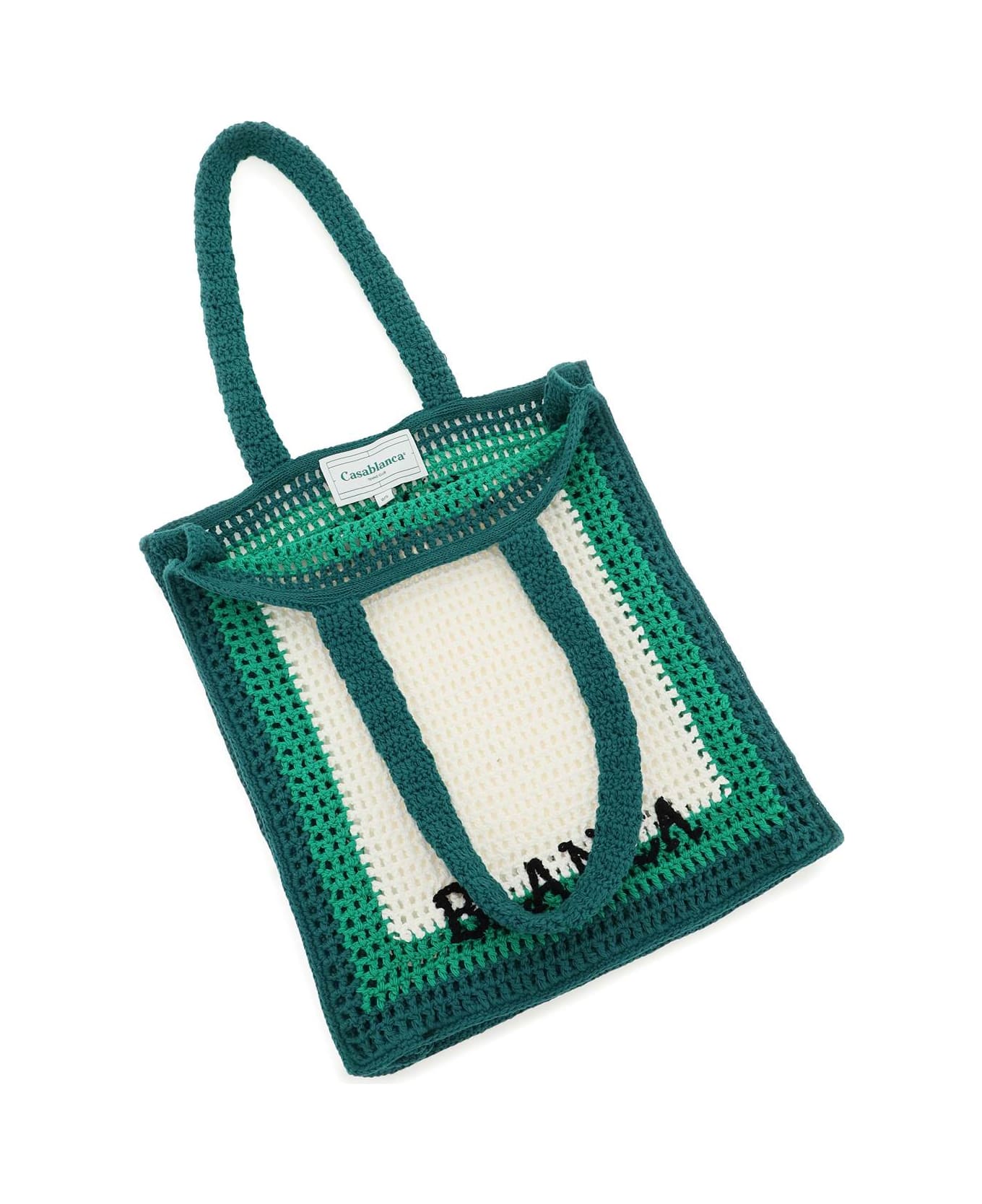 Casablanca Logo Cotton Crochet Tote Bag - Green