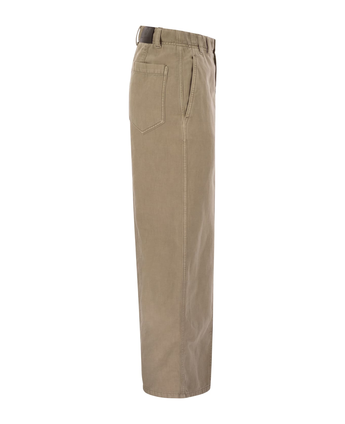 Brunello Cucinelli Chino Skirt In Garment-dyed Cotton And Linen Cover - Beige