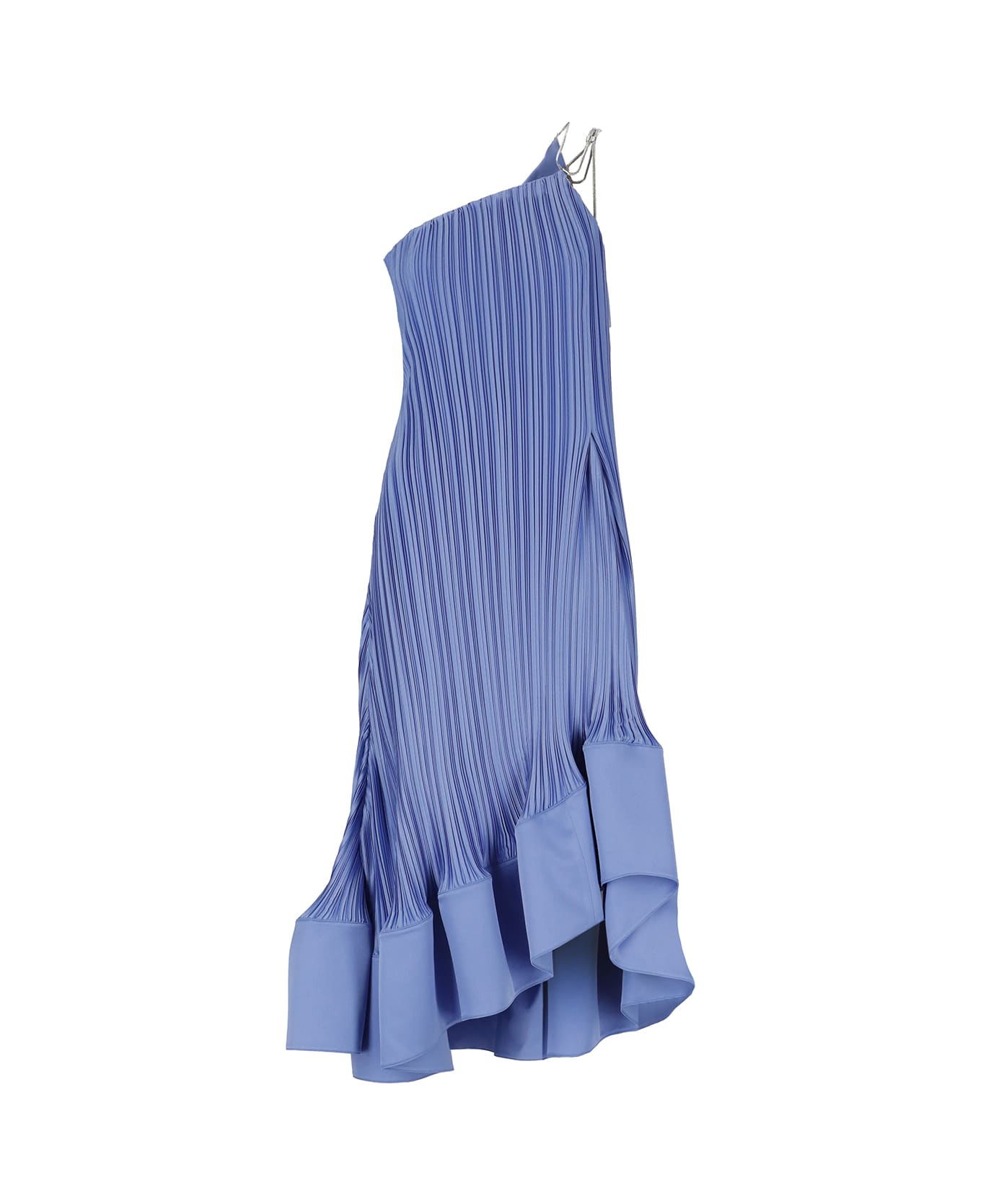 Lanvin Satin Pleated Dress - Light Blue