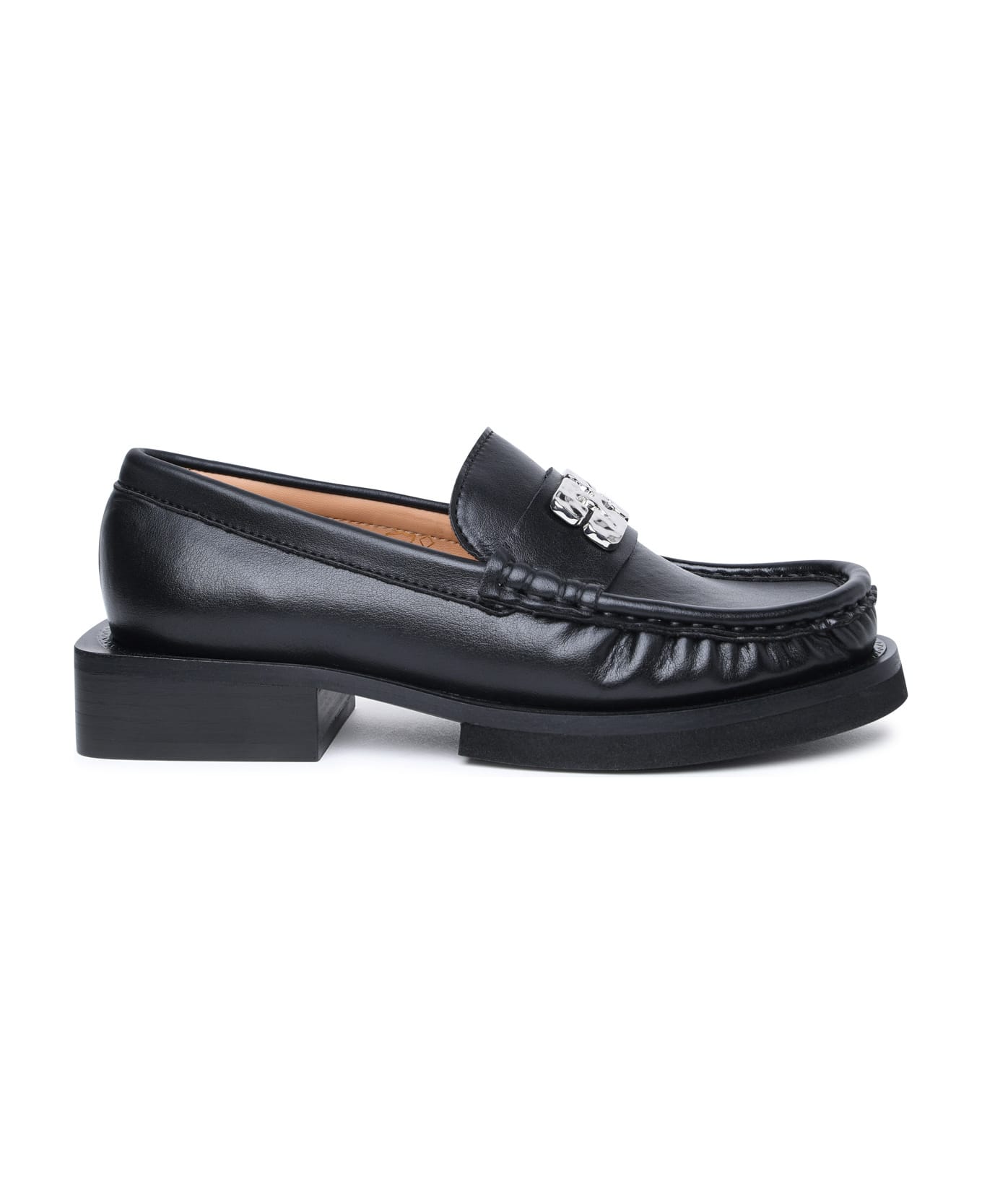 Ganni Black Leather Loafers - Black