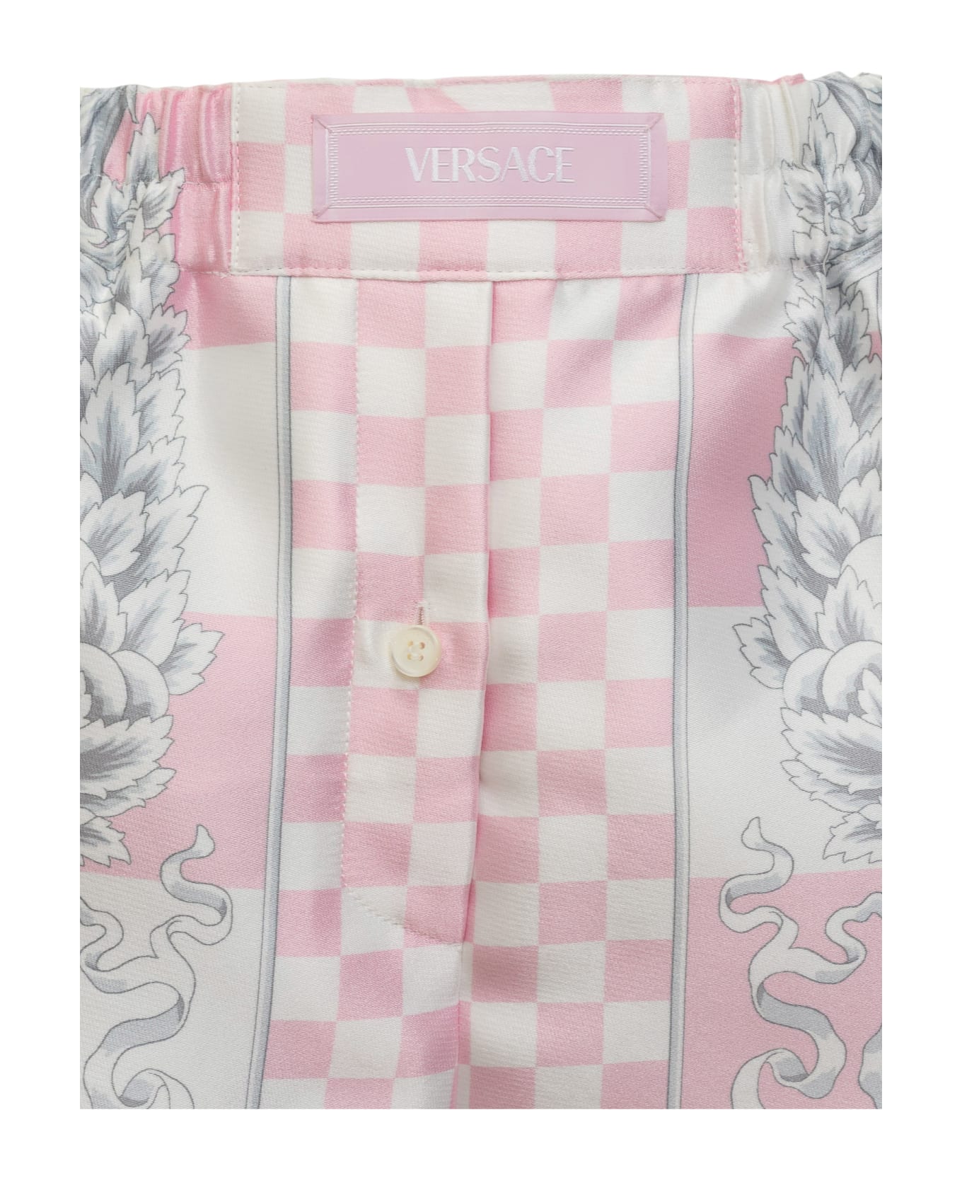 Versace Shorts With Medusa And Barocco Motif - PASTEL PINK-BIANCO-SILVER