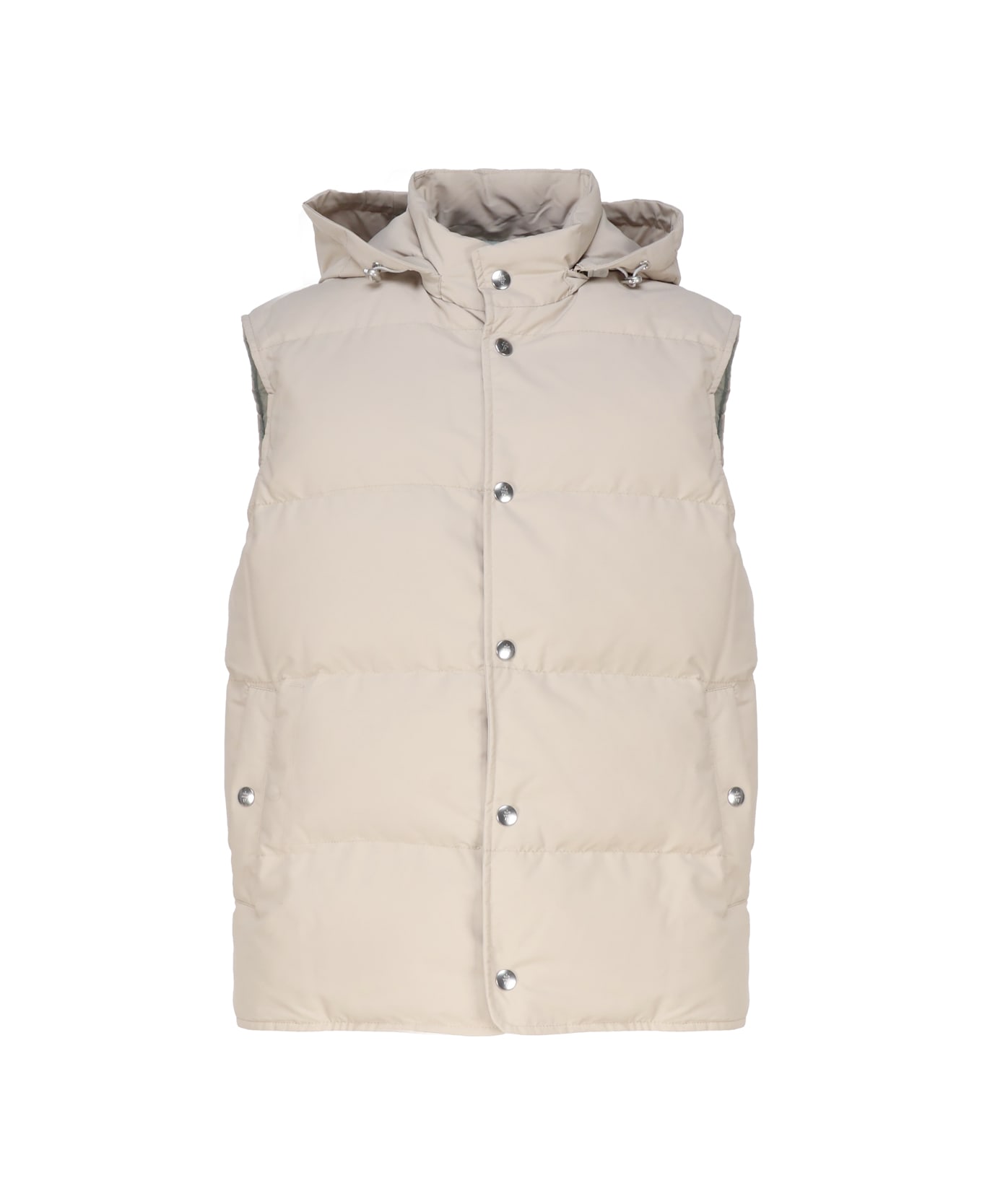 Eleventy Padded Vest With Hood - Beige