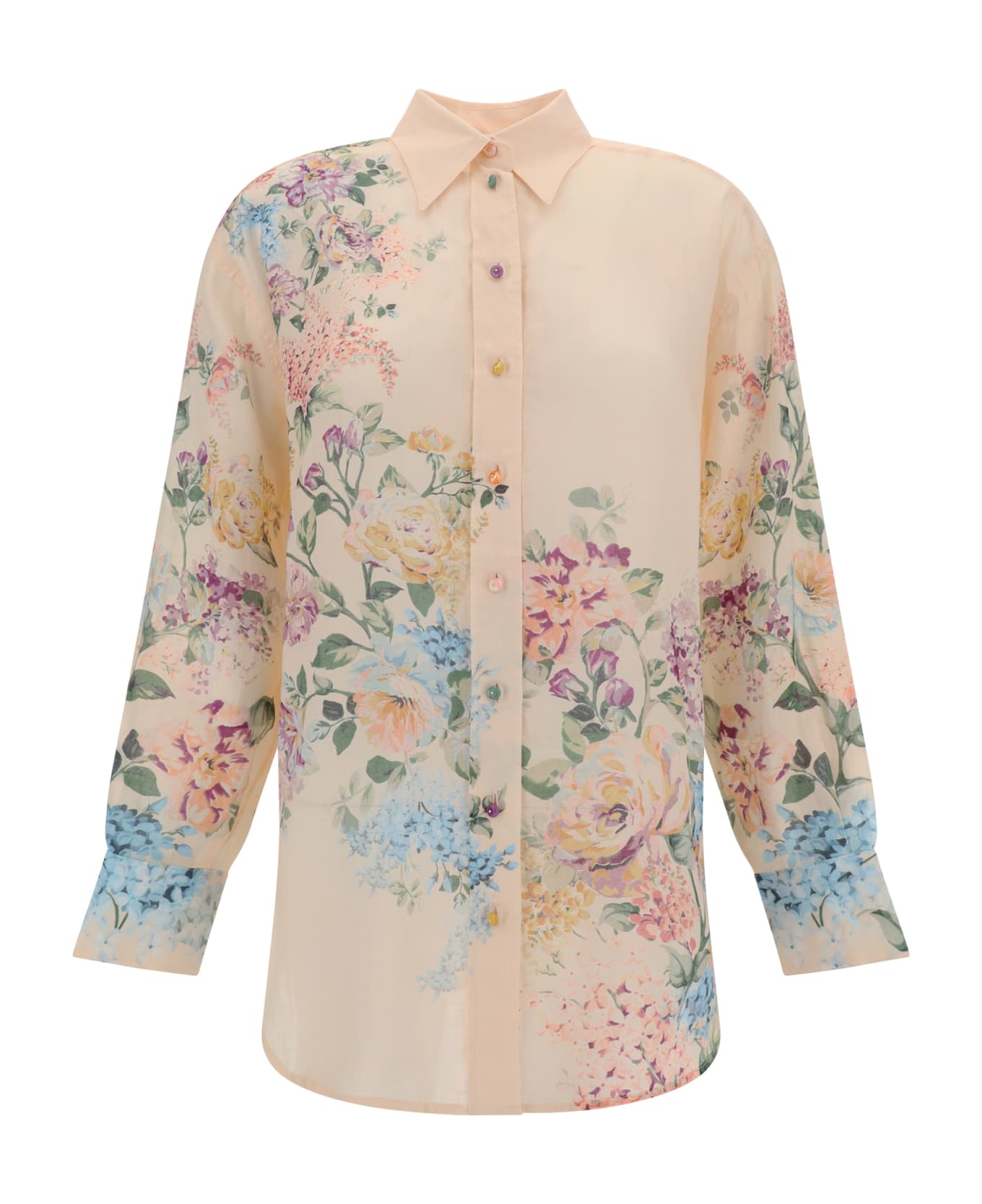 Zimmermann Halliday Relaxed Shirt - Cream Watercolour Floral