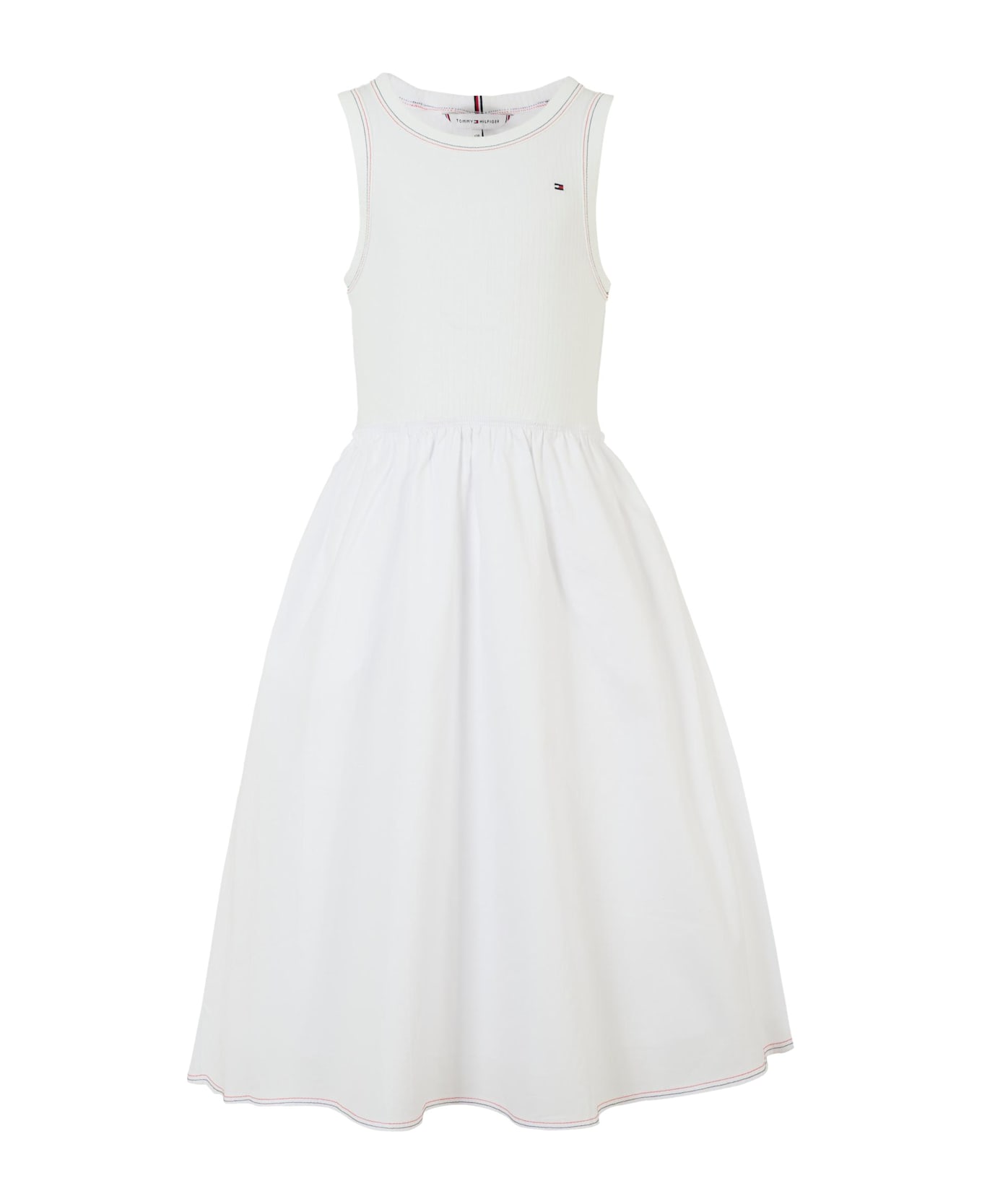 Tommy Hilfiger White Dress For Girl With Flag - White