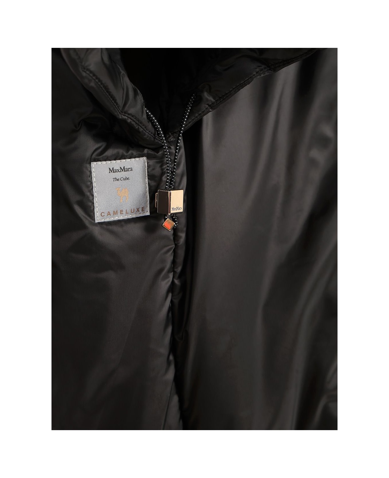 Max Mara The Cube Padded Cape With Hood - Black