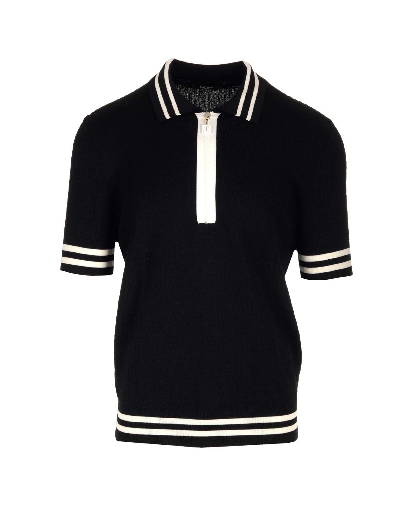 Balmain Polo Shirt In Wool Blend - black ポロシャツ