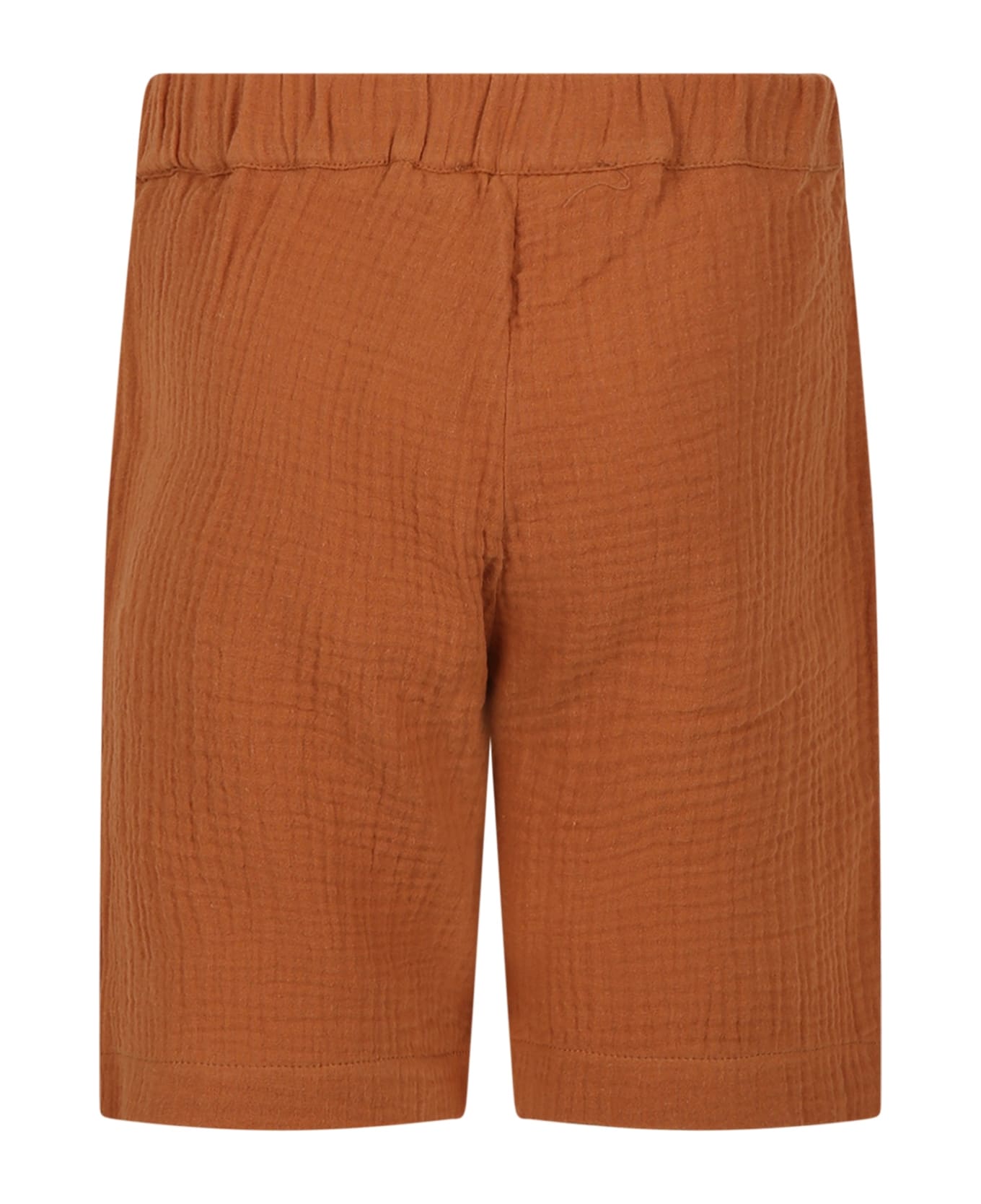 Le Petit Coco Brown Shorts For Boy With Print And "i Love Doodle" Writing - Brown ボトムス