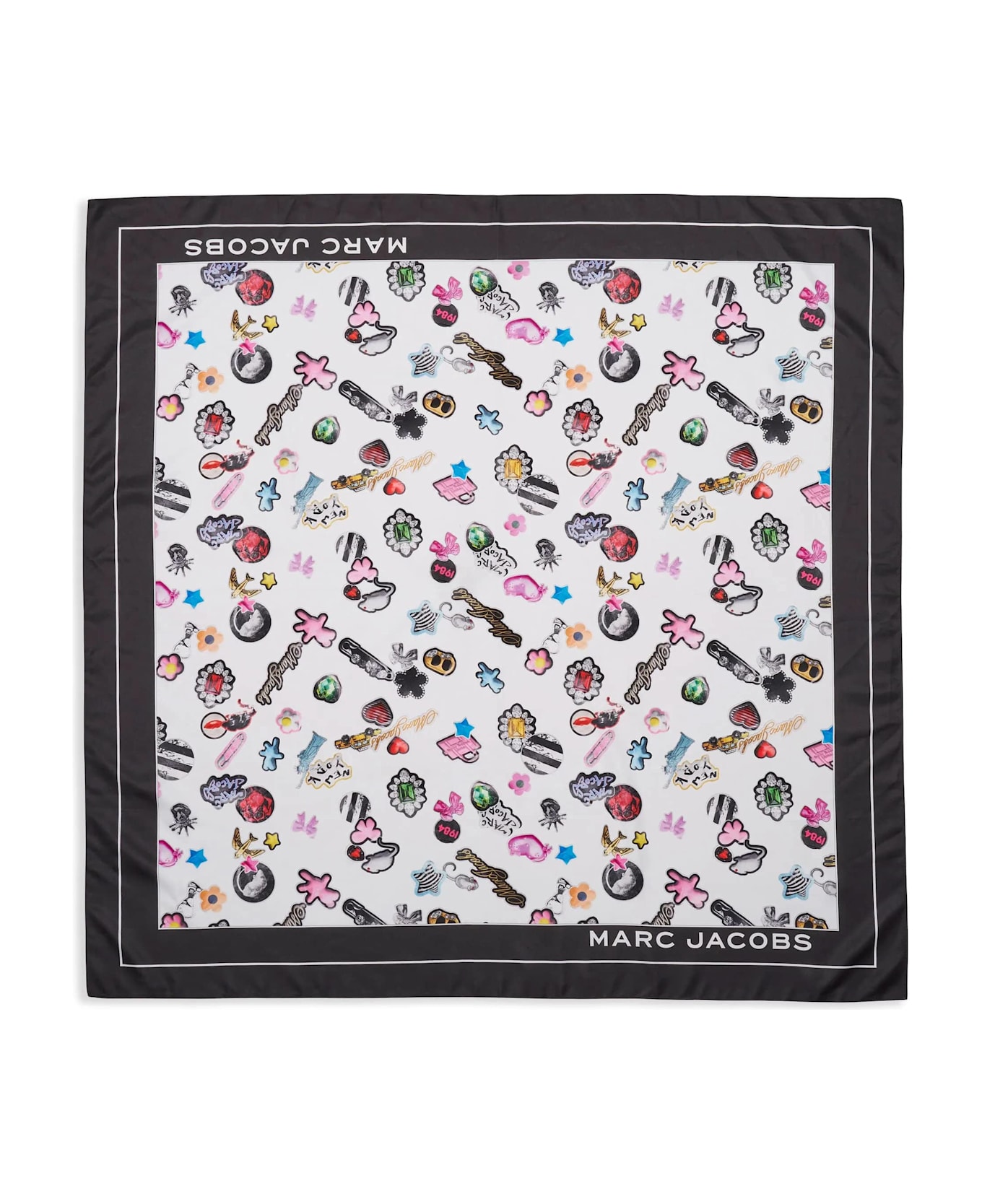 Marc Jacobs Sticker Print Scarf - White Multi