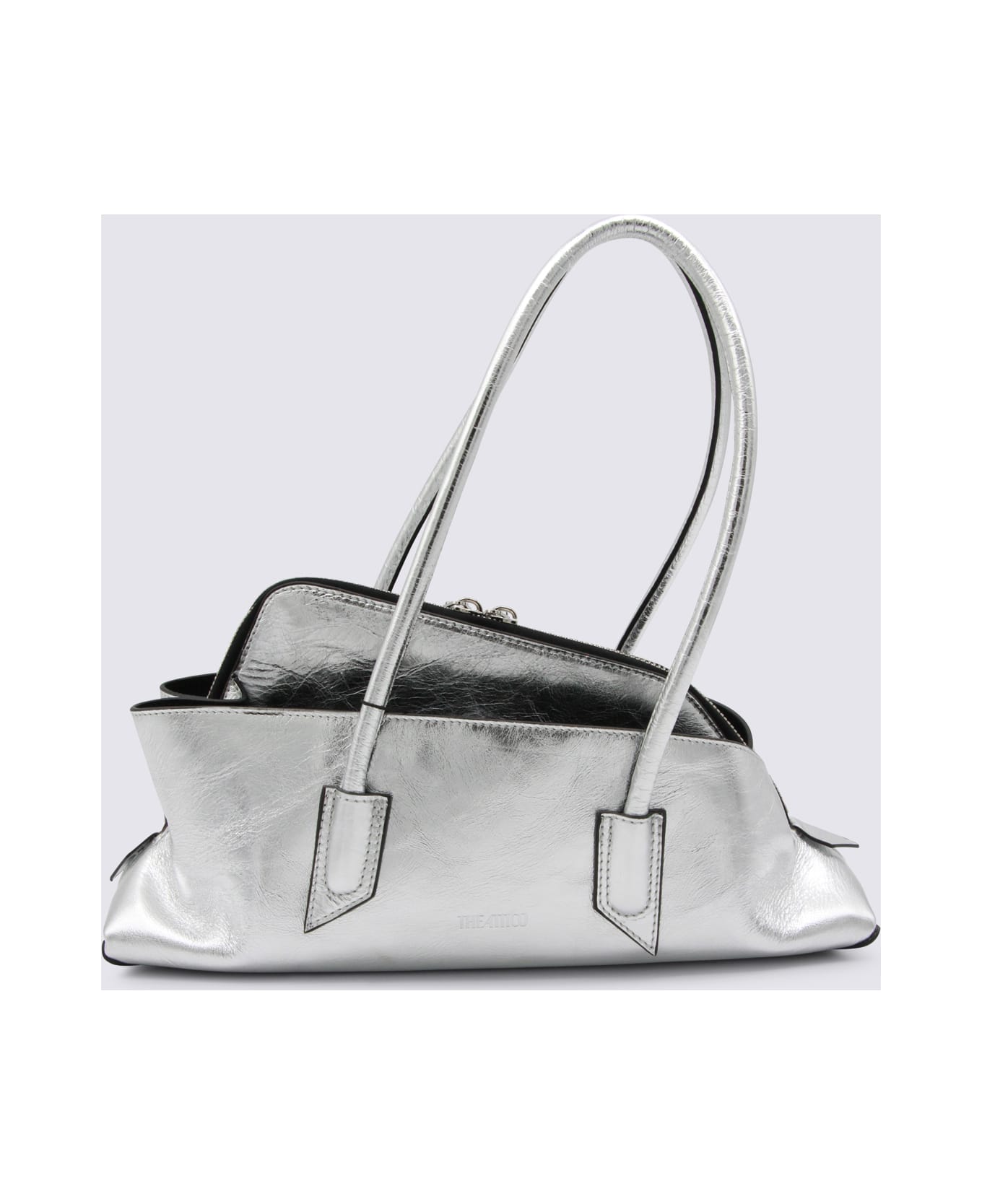 The Attico Silver Leather La Passeggiata Top Handle Bag - Silver