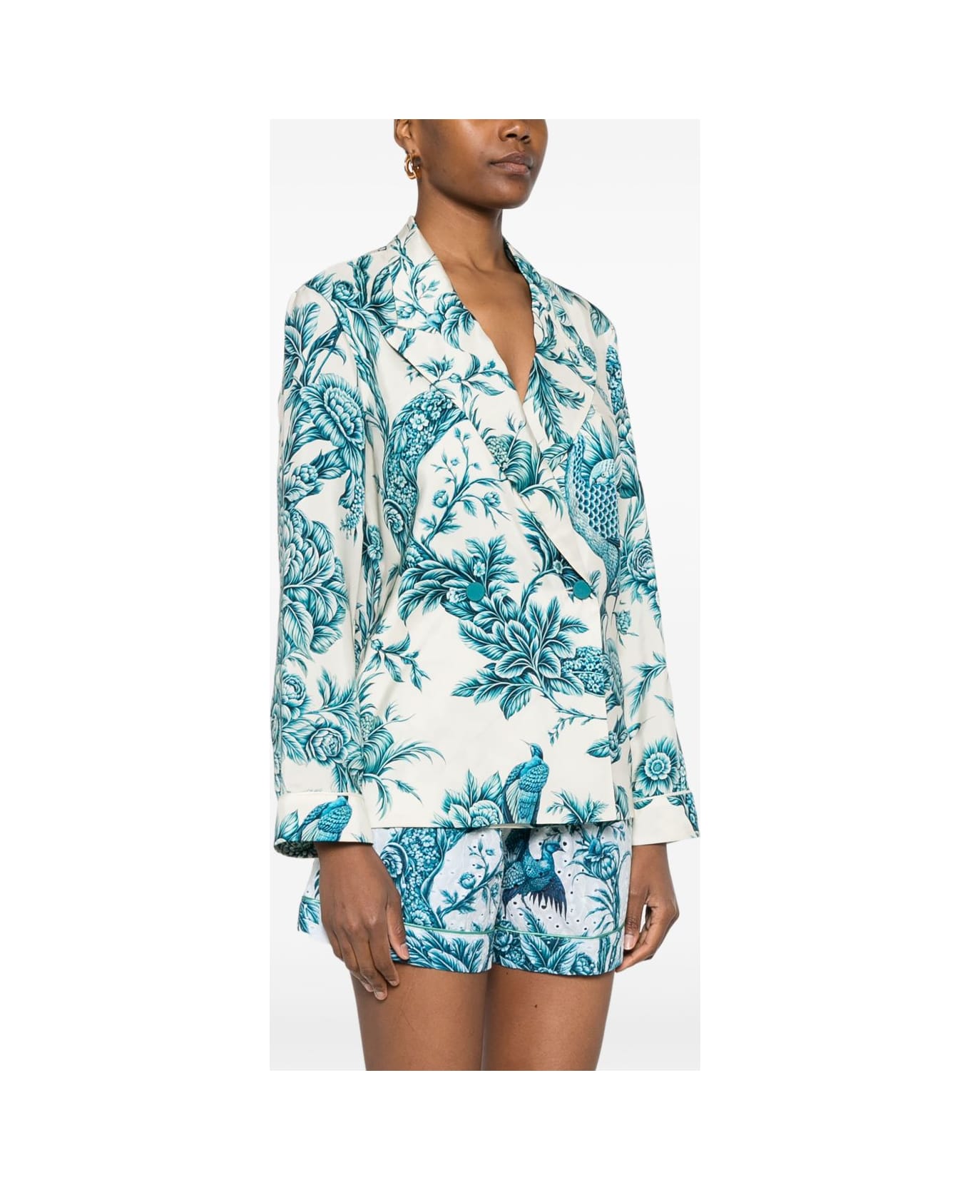 For Restless Sleepers Printed Silk Shirt - Blue