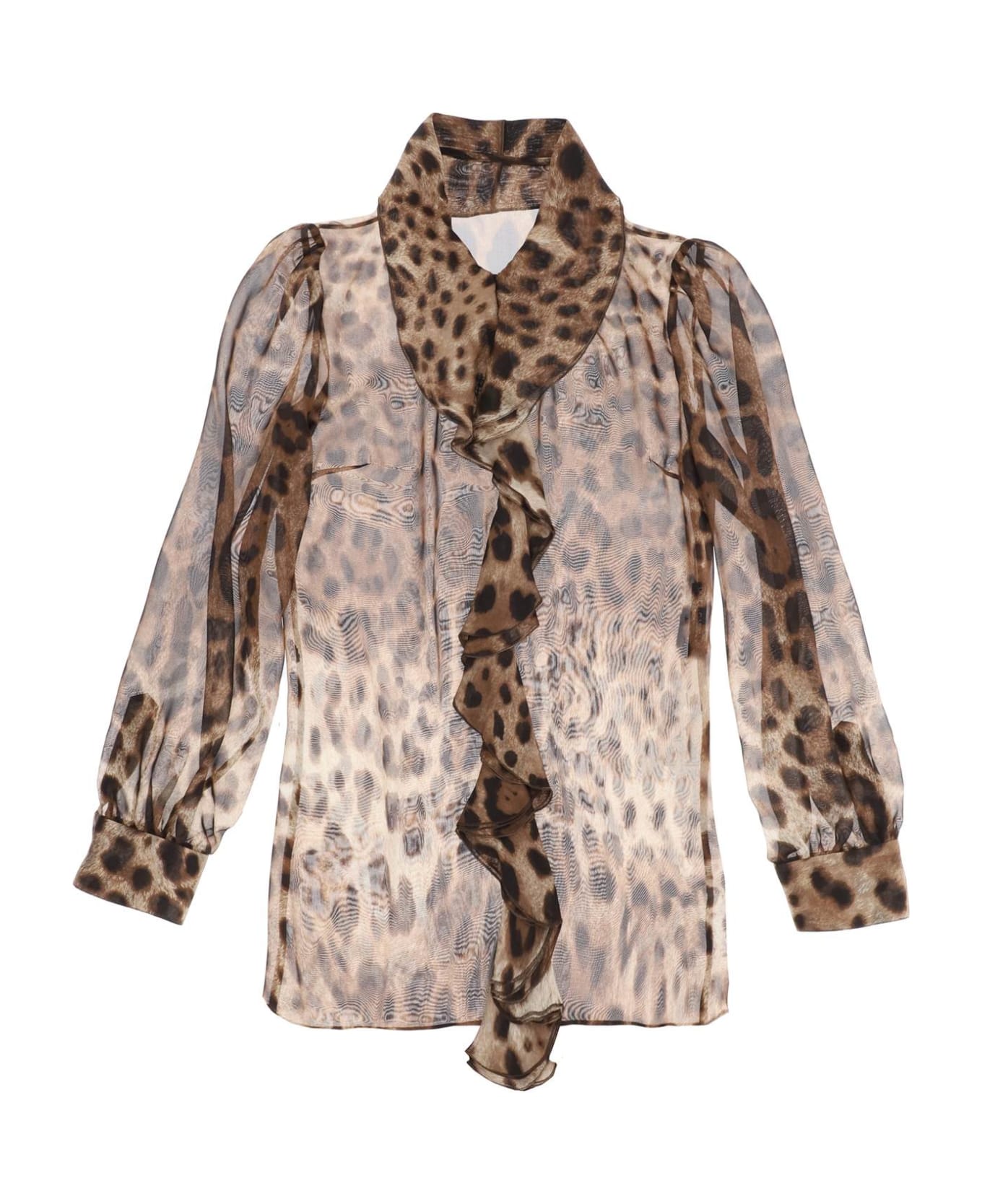 Dolce & Gabbana Leopard-print Silk Blouse - LEO NEW (Beige) ブラウス