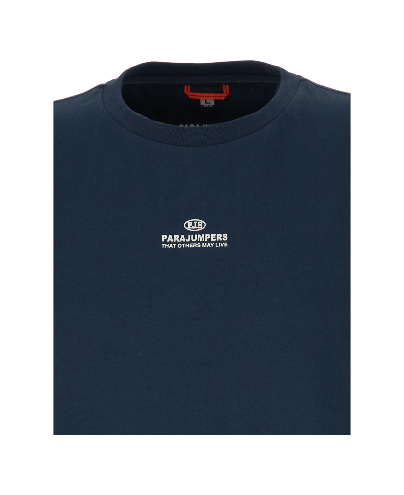 Parajumpers Blue T-shirt With Logo Print And A Pocket In Cotton Man - Blu シャツ