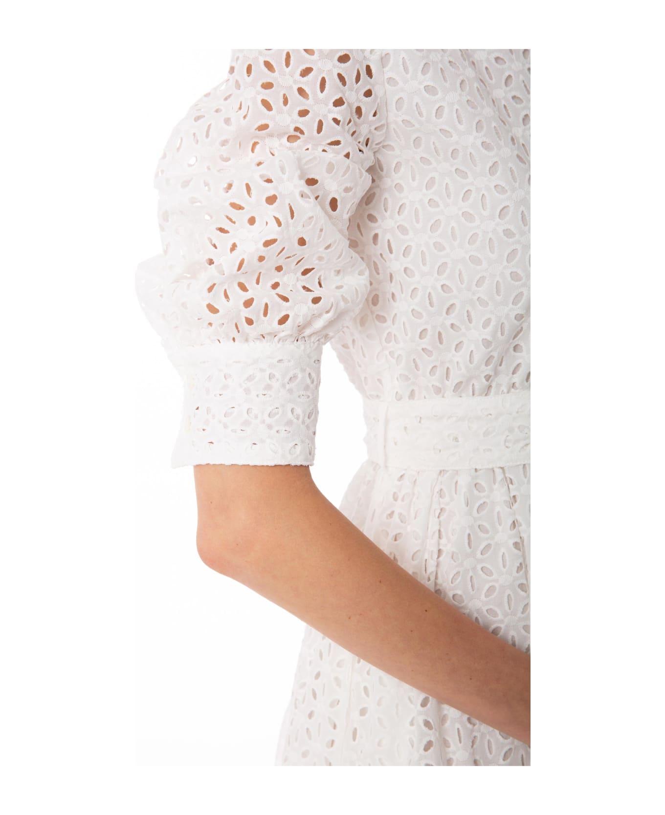 MC2 Saint Barth White Cotton Short Dress Daisy With Embroideries - WHITE