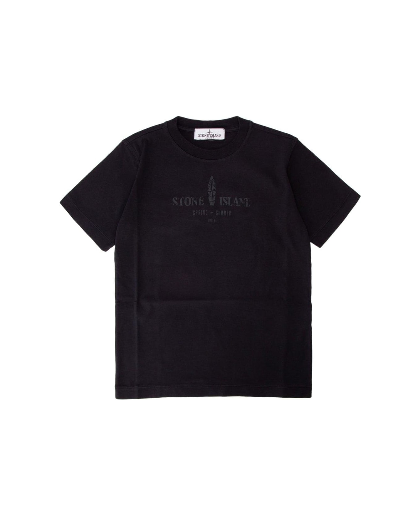Stone Island Logo Printed Crewneck T-shirt - BLACK Tシャツ＆ポロシャツ