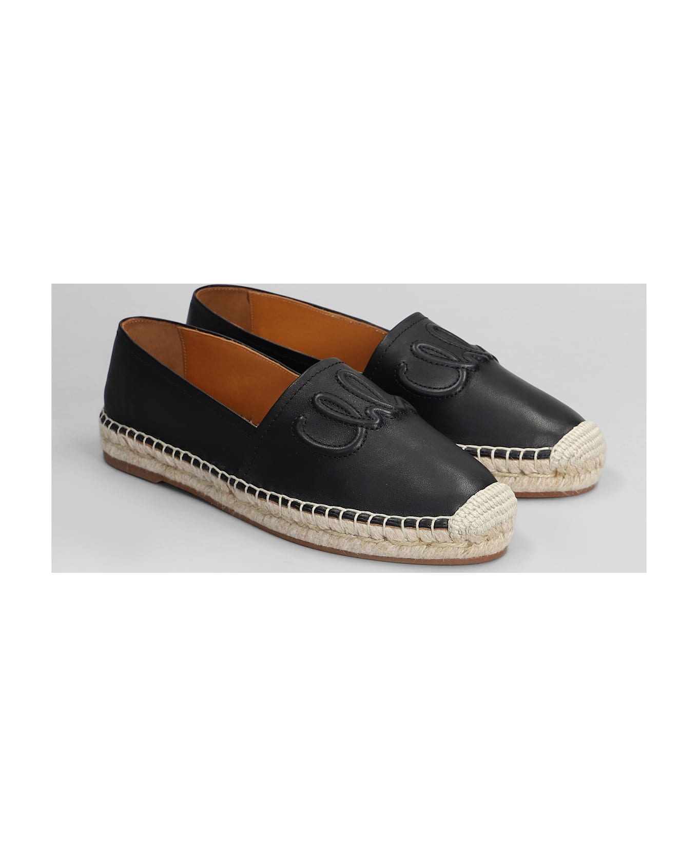Chloé Isla Espadrilles In Black Leather - black