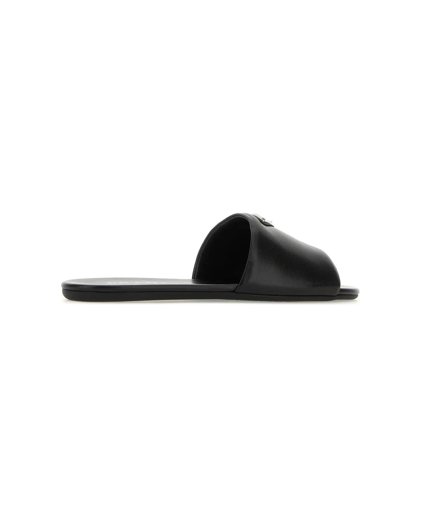 Prada Black Nappa Leather Slippers - NERO