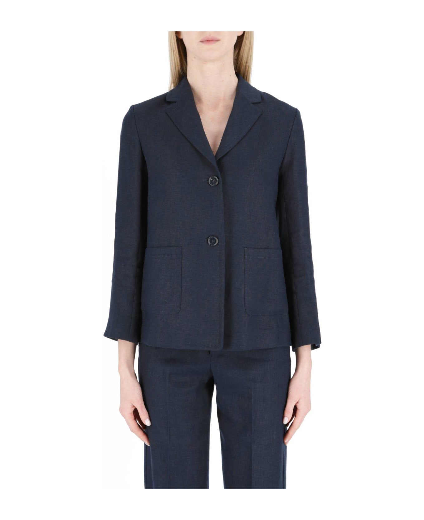 'S Max Mara Single-breasted Long-sleeved Jacket - Blue