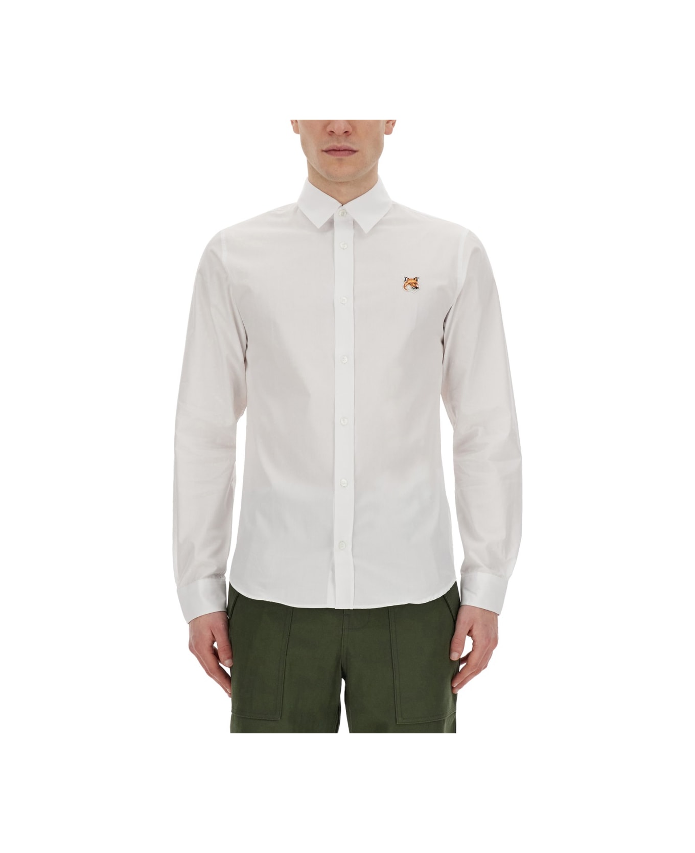 Maison Kitsuné Fox Patch Shirt - WHITE シャツ