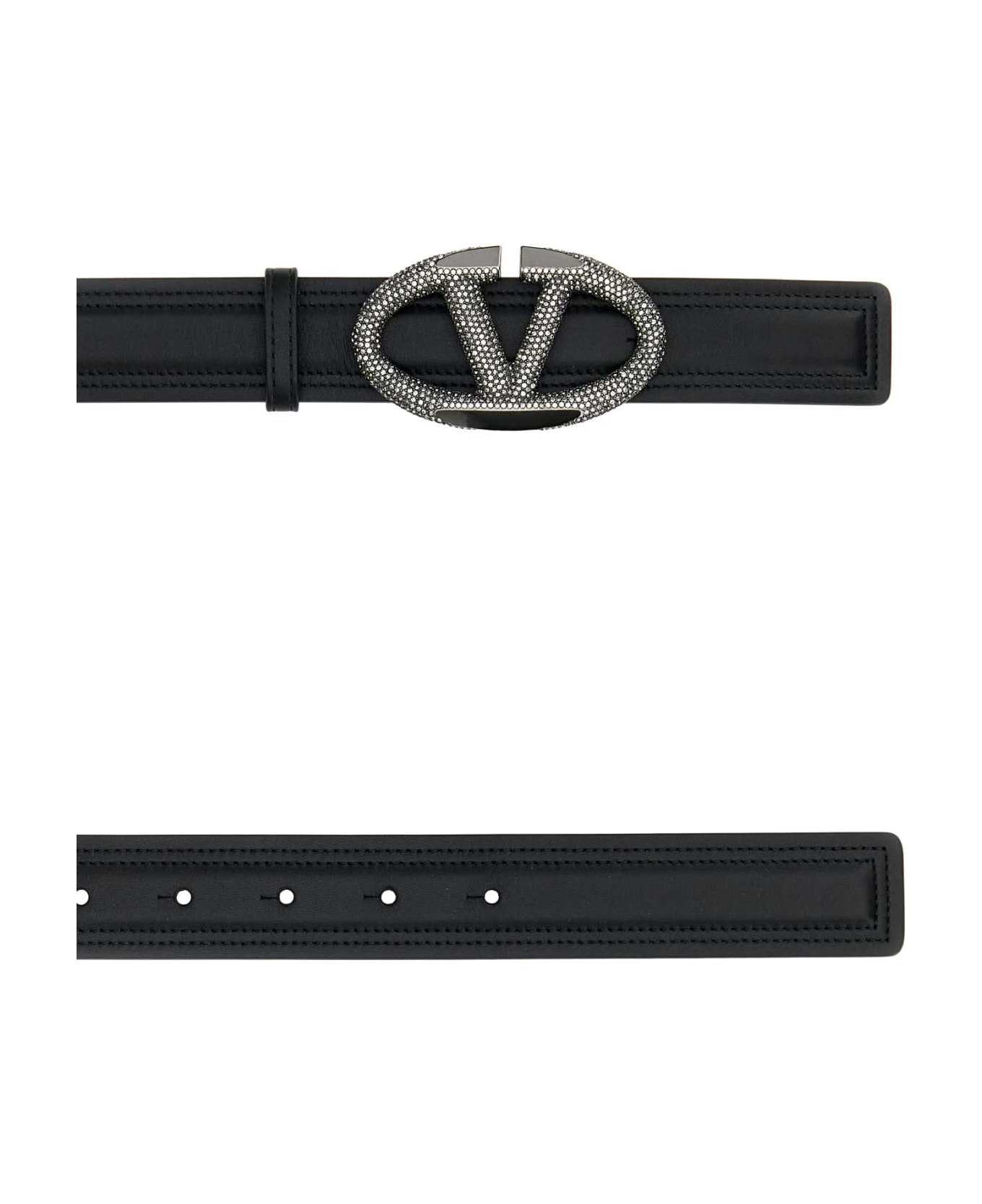 Valentino Garavani Black Leather Belt - NEROBLACKDIAMOND