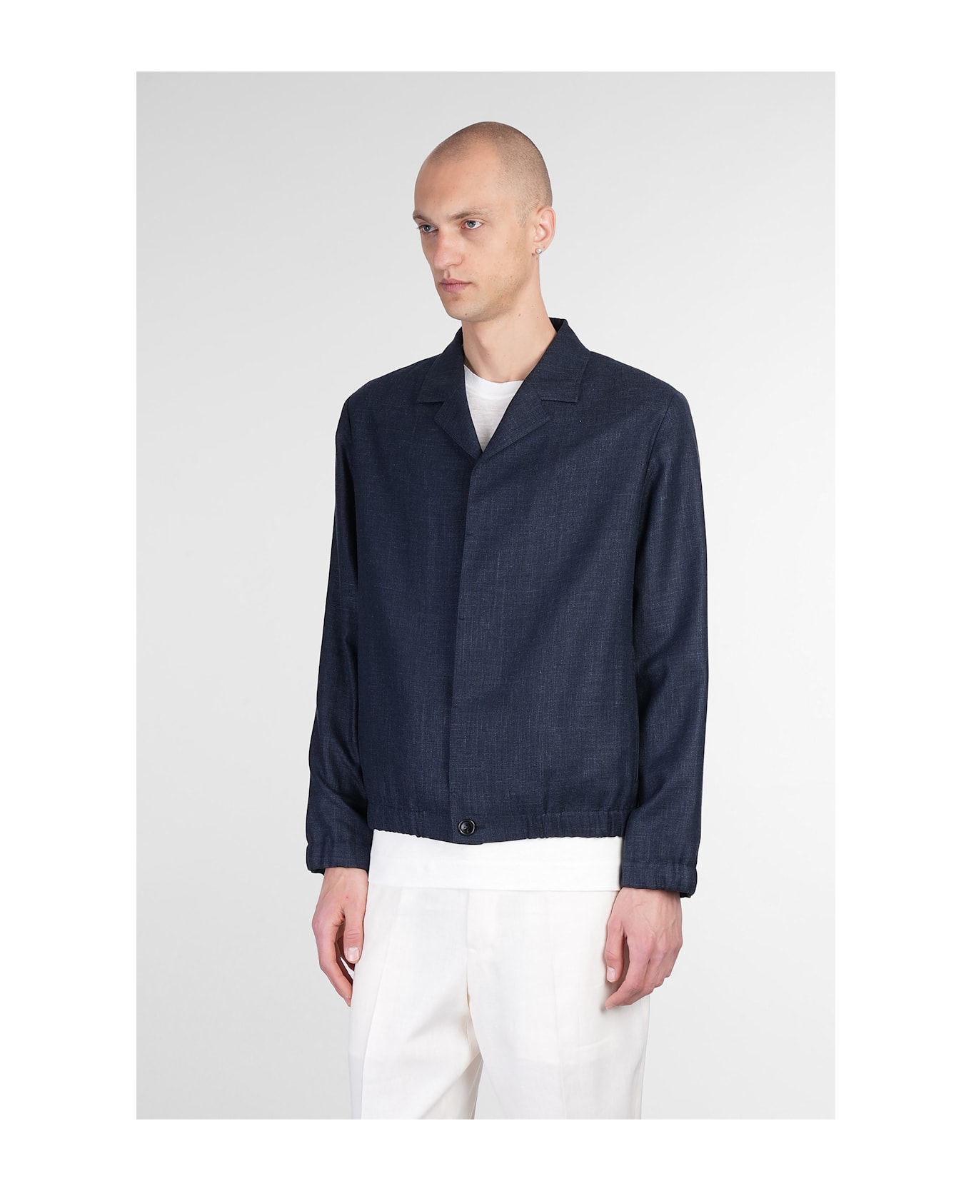 Zegna Casual Jacket In Blue Linen - blue