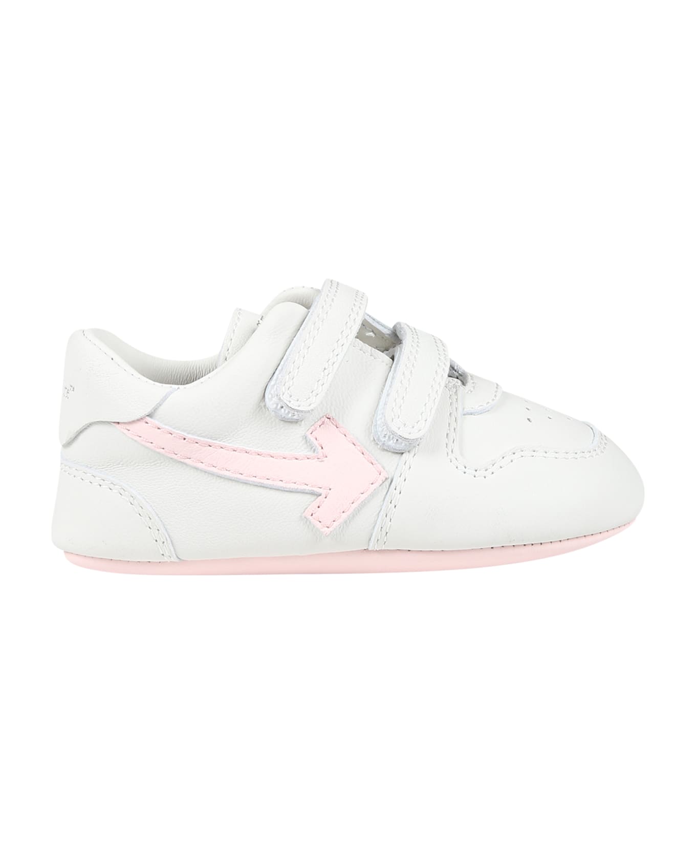 Off-White Grey Sneaker For Baby Girl With Arrows - White