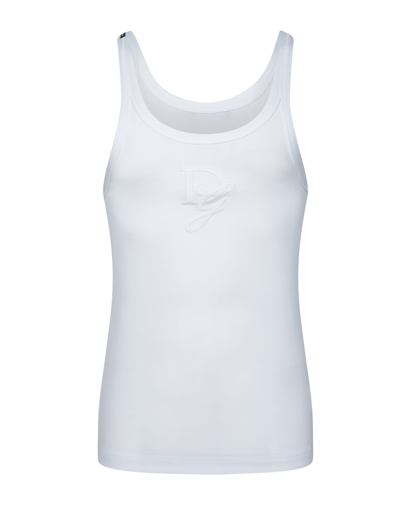 Dolce 
Gabbana Dg White Cotton Tank Top - White