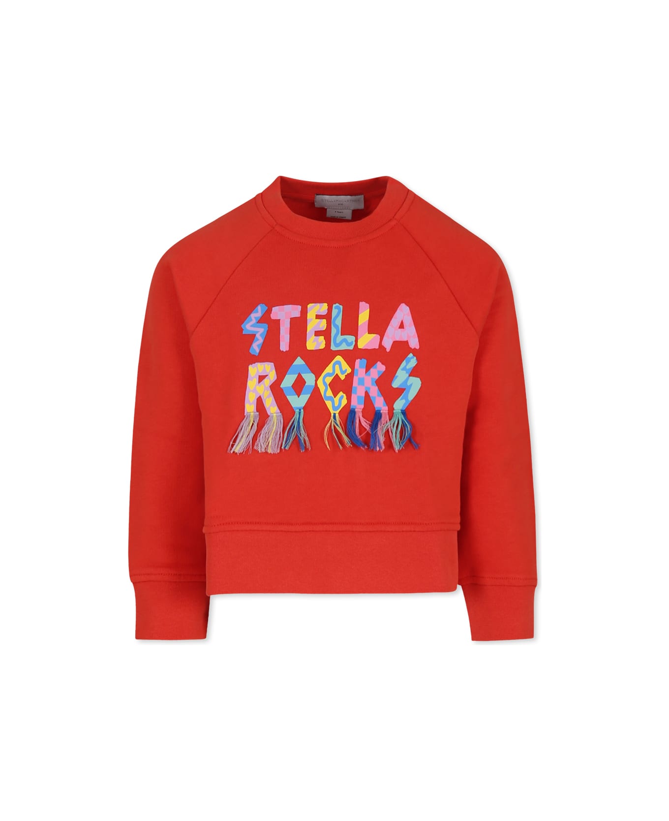 Stella McCartney Kids Red Cropped Sweatshirt For Girl With Logo - Red