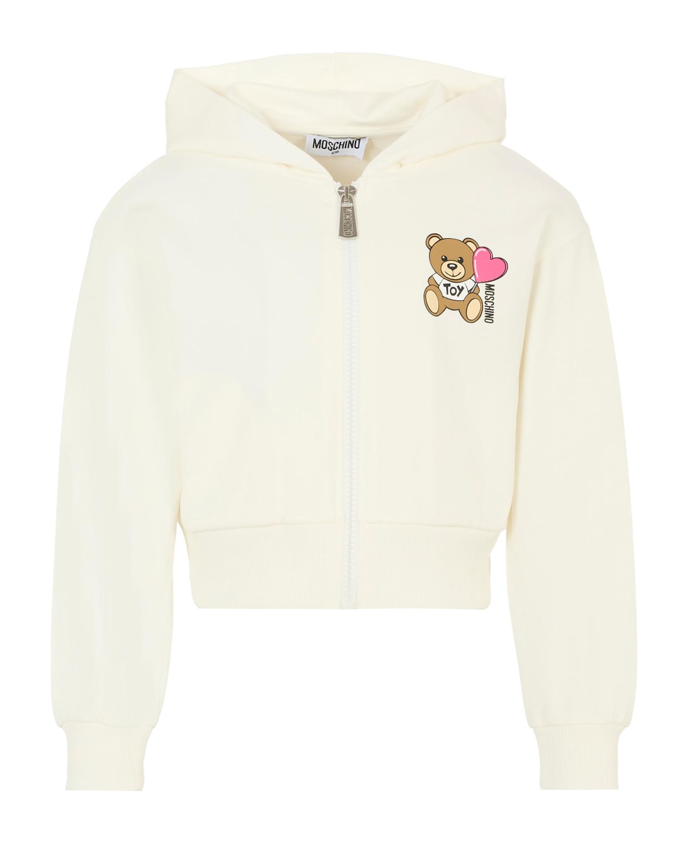 Moschino Ivory Sweatshirt For Girl With Teddy Bear - Ivory