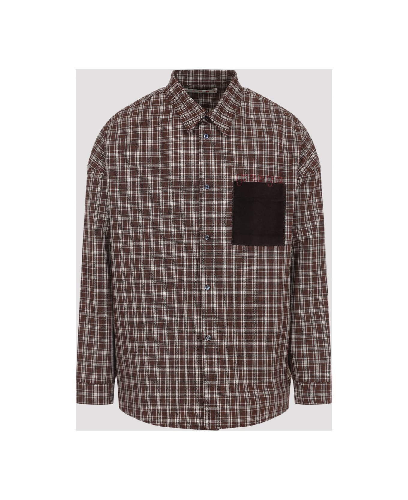 Marni Check Grain De Poudre Wool Shirt - Maroon