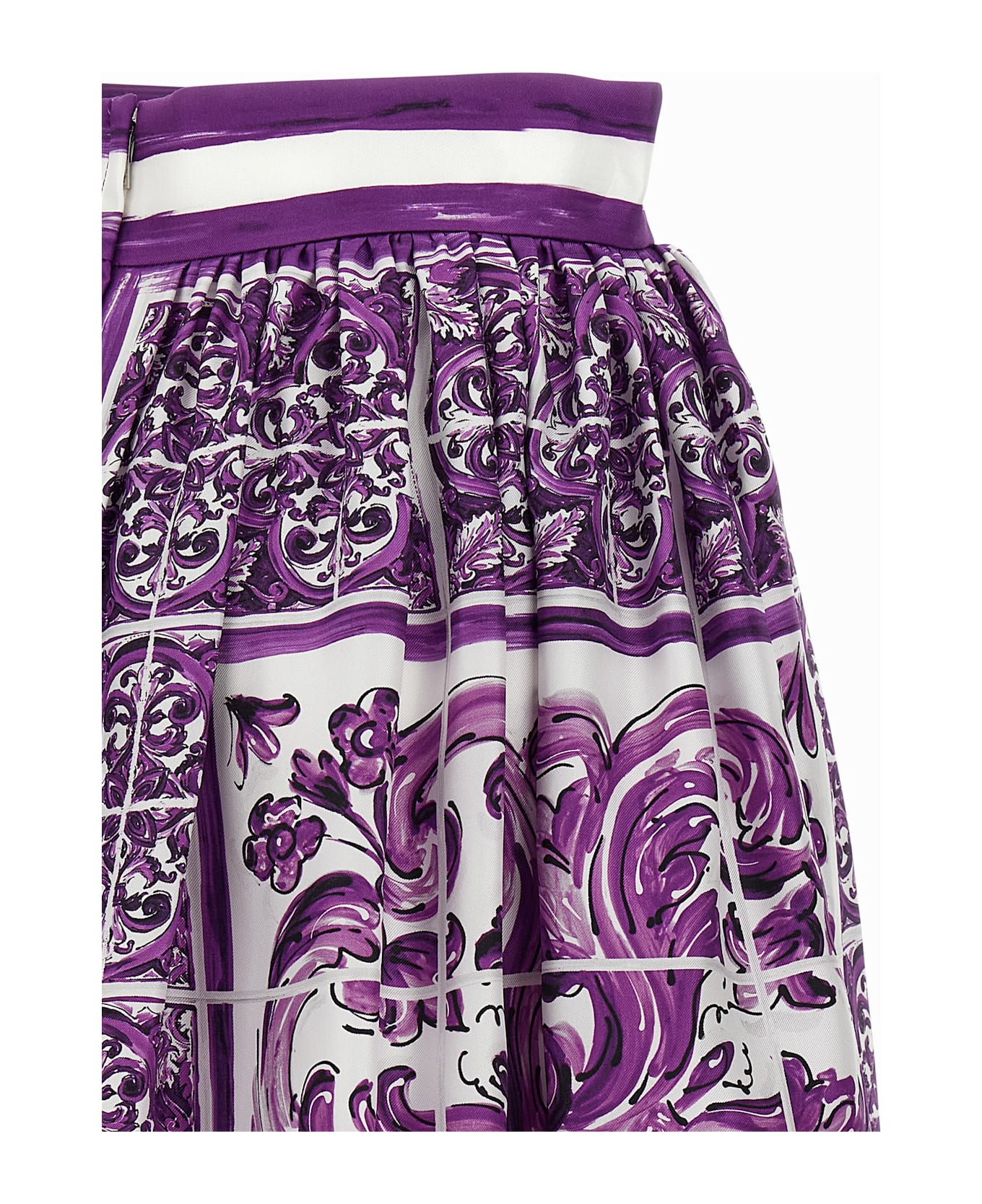 Dolce 
Gabbana 
maiolica
 Print Silk Skirt - Multicolor