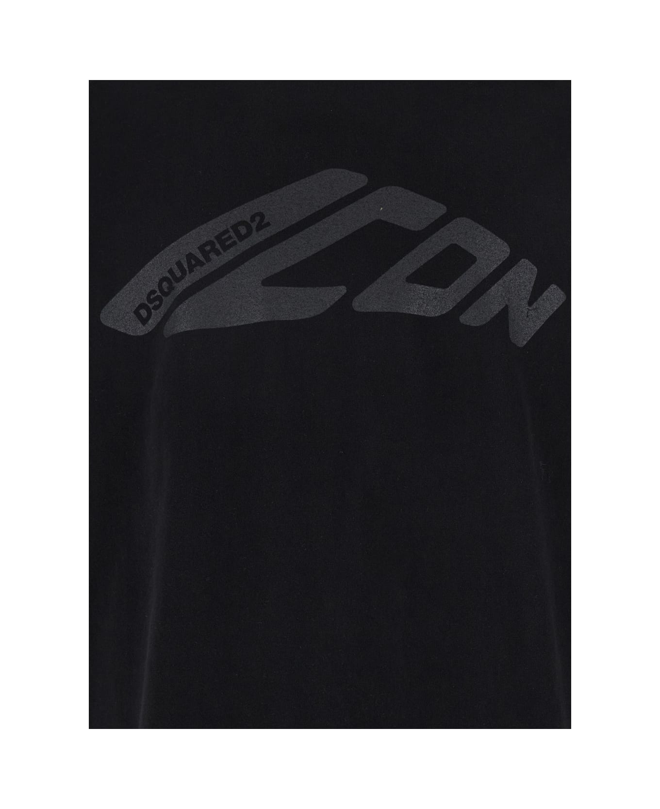 Dsquared2 Black Crewneck T-shirt With Icon Logo Printed On The Front In Cotton Man - Black