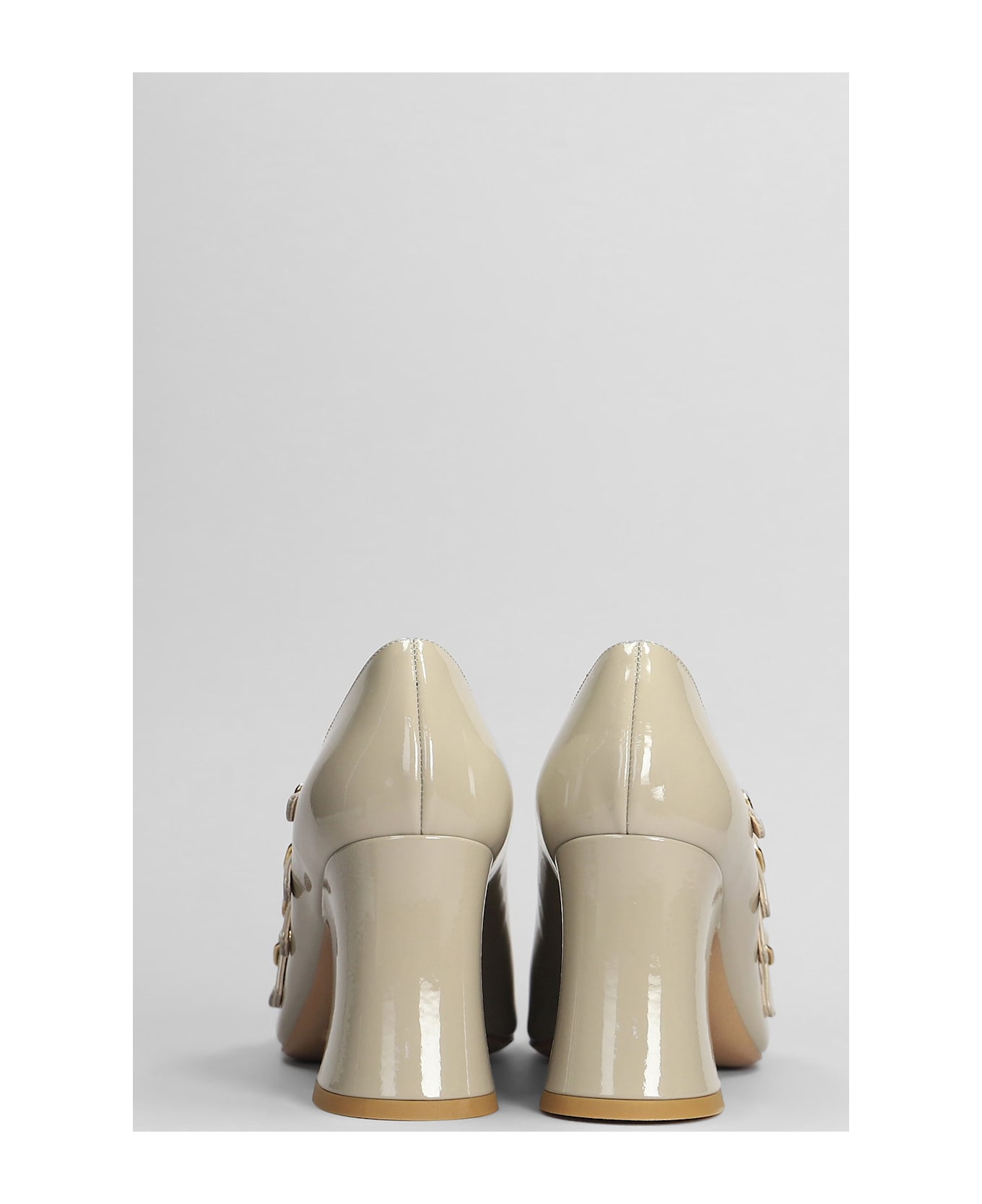 Chloé Janis Pumps In Taupe Patent Leather - taupe