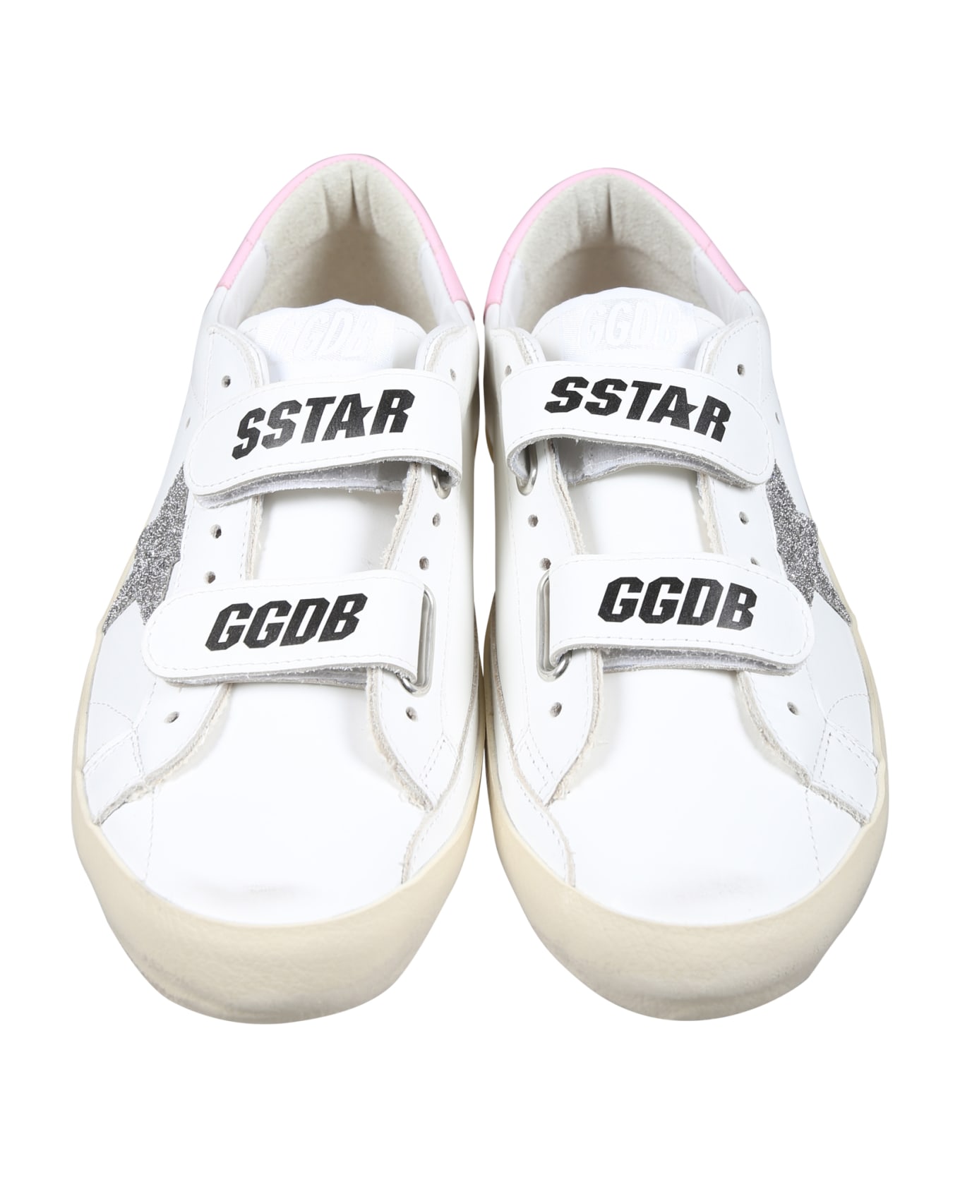 Golden Goose White Sneakers For Girl With Logo - WHITE
