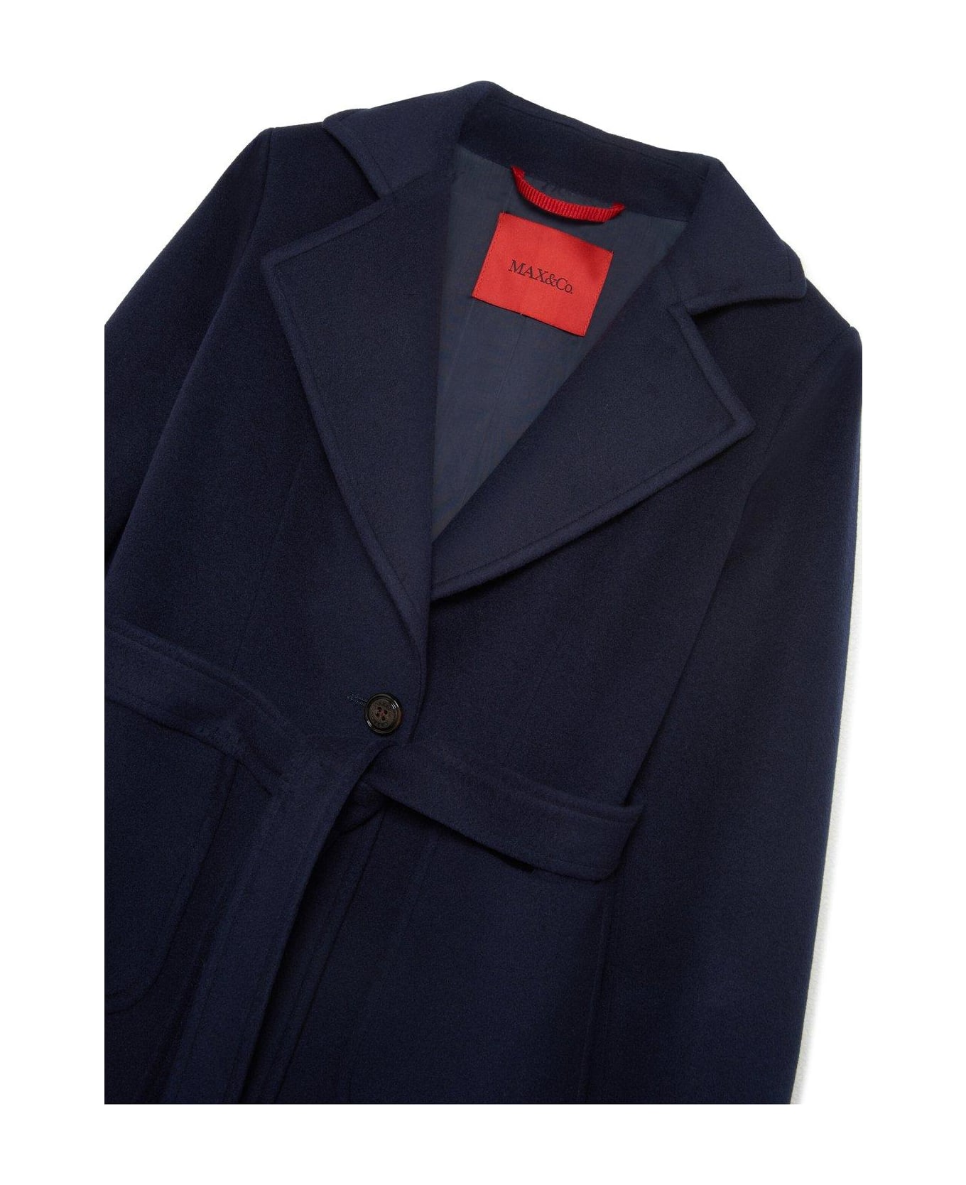 Max&Co. Belted Single-breasted Long Sleeevd Coat - Blu