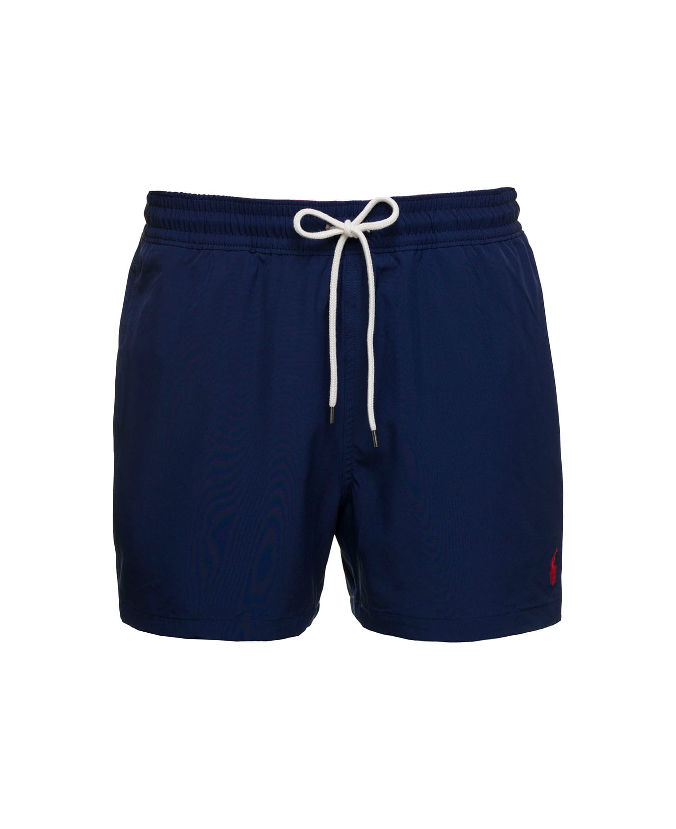 Ralph Lauren Blue Swim Trunks With Embroidered Logo And Logo Patch In Nylon Man - BLUE