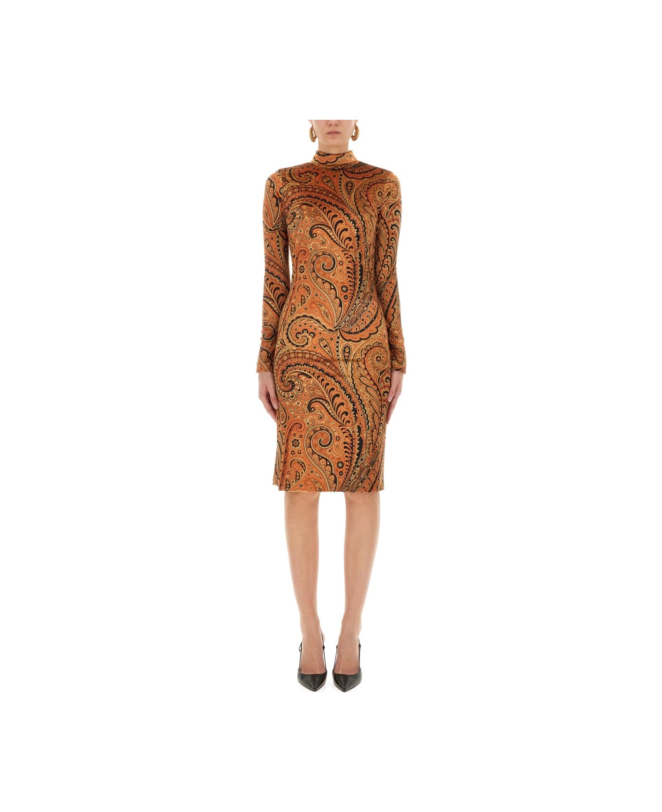 Etro Paisley Print Dress - ORANGE