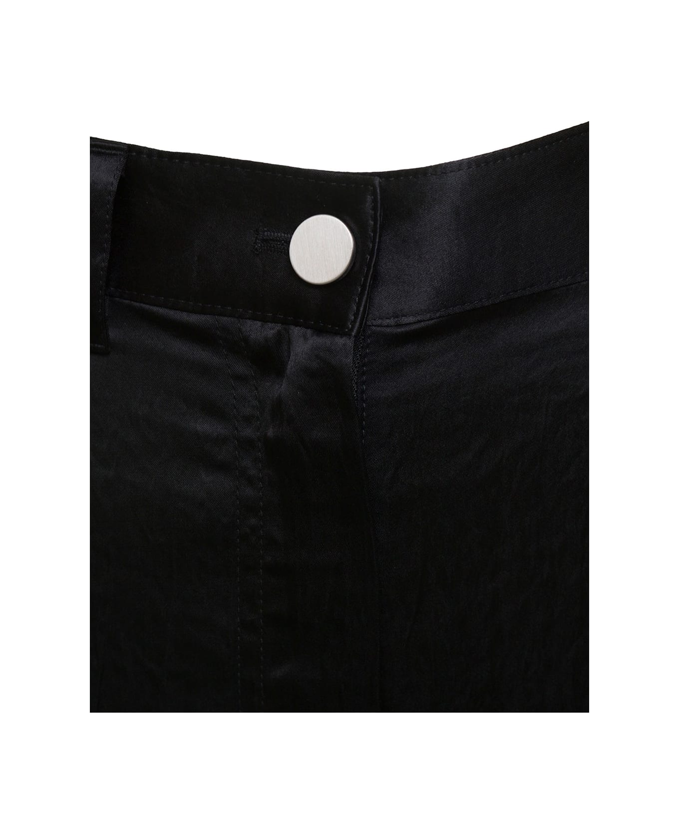 Theory Black Wide Leg Cargo Pants In Satin Fabric Woman - Nero